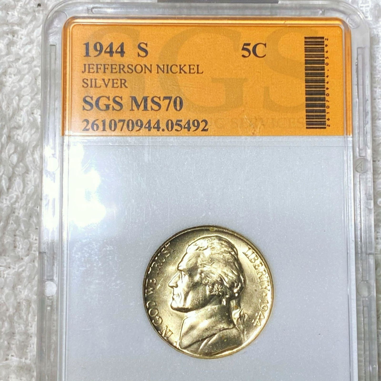 1944-S Jefferson War Nickel SGS - MS70 (1 of 2)