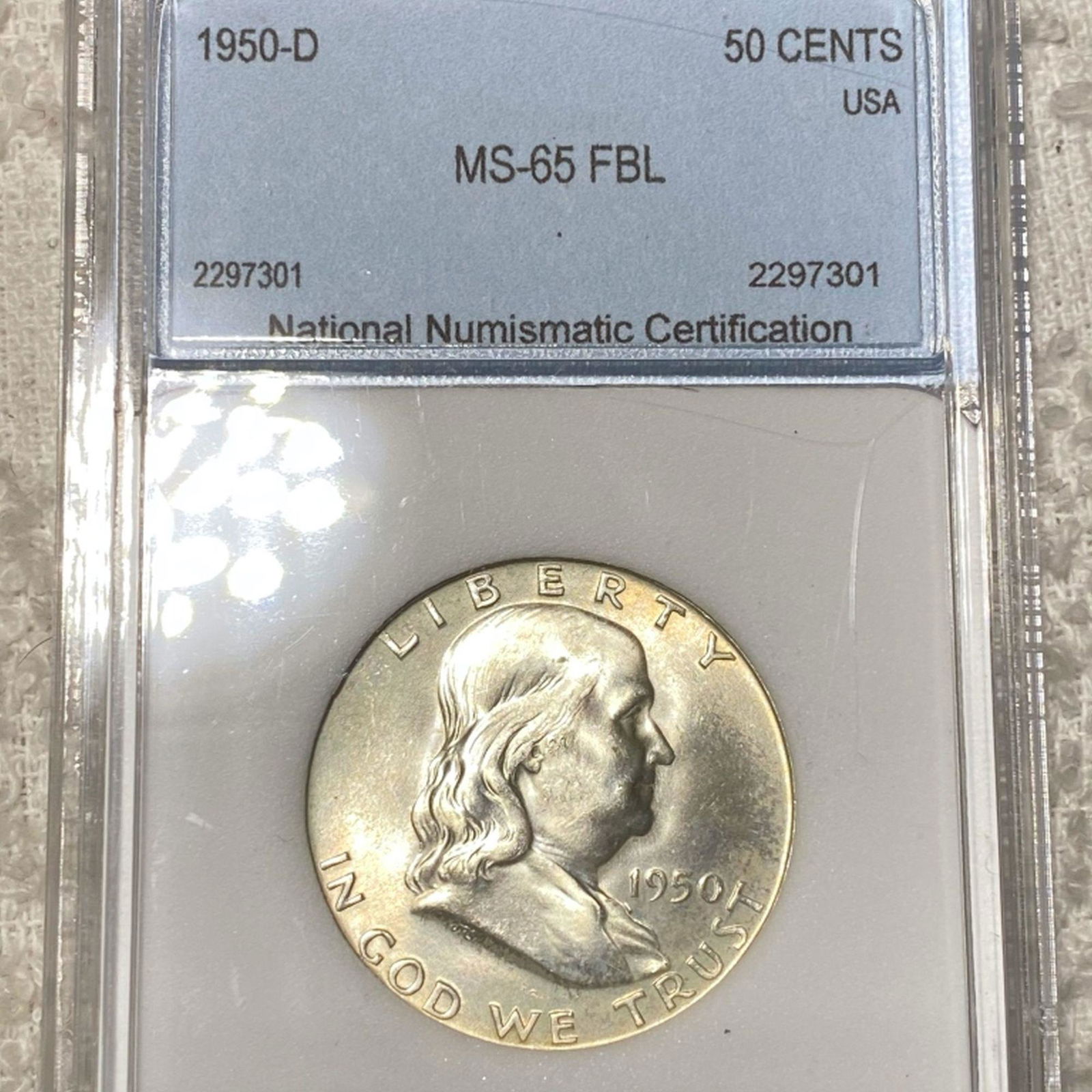 1950-D Franklin Half Dollar NNC - MS65 FBL (1 of 2)