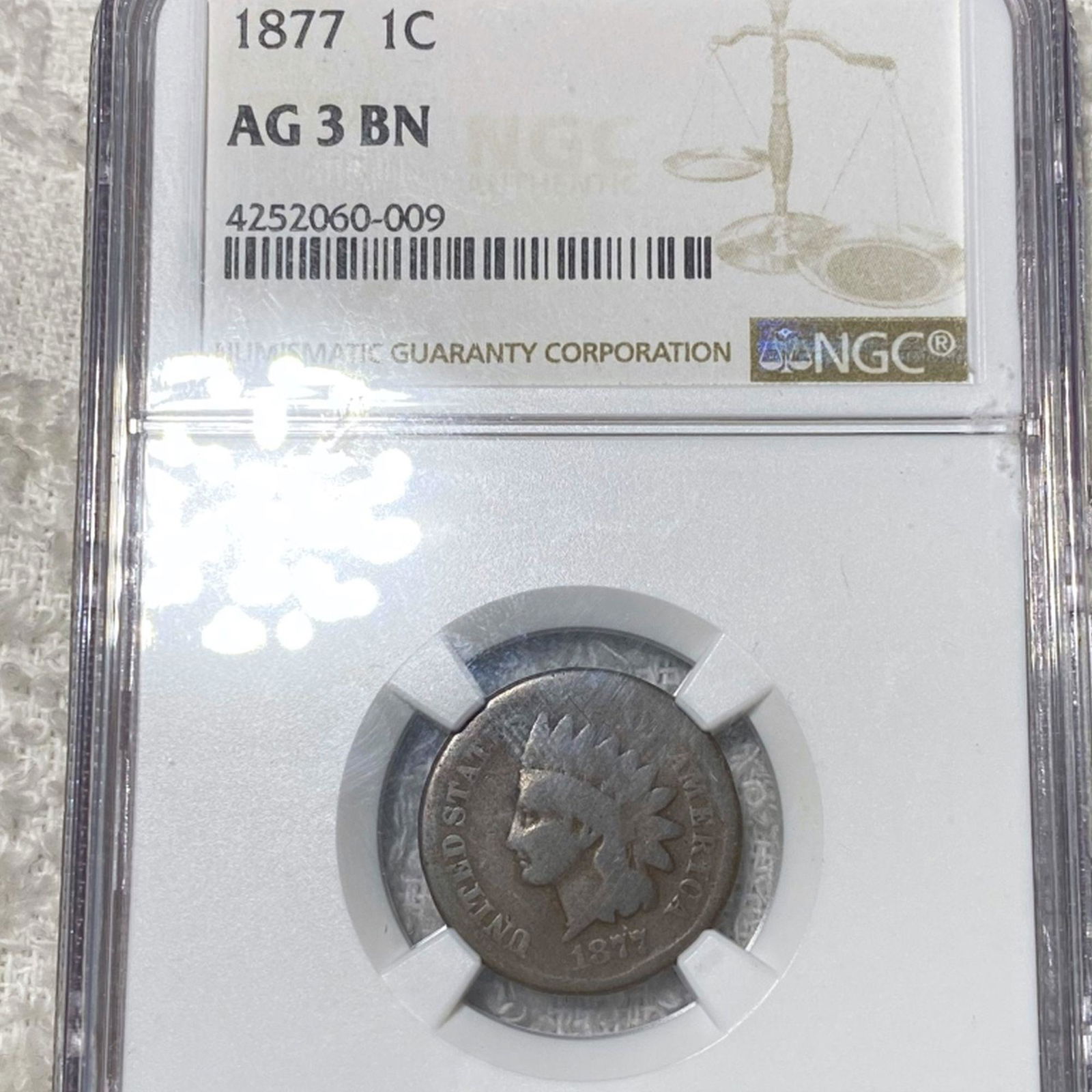 1877 Indian Head Penny NGC - AG 3 BN (1 of 2)