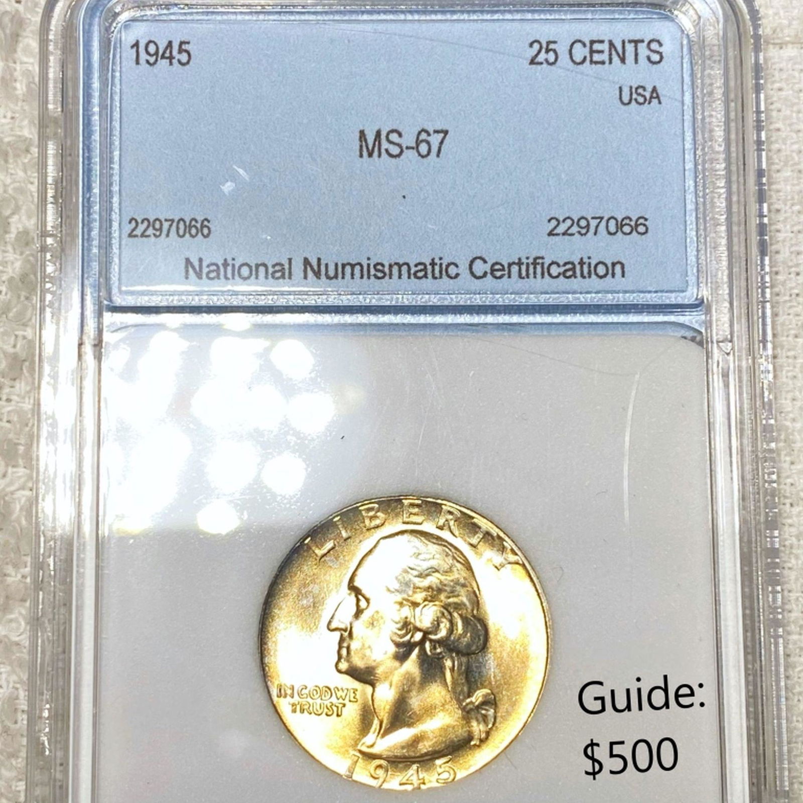 1945 Washington Silver Quarter NNC - MS67 (1 of 2)