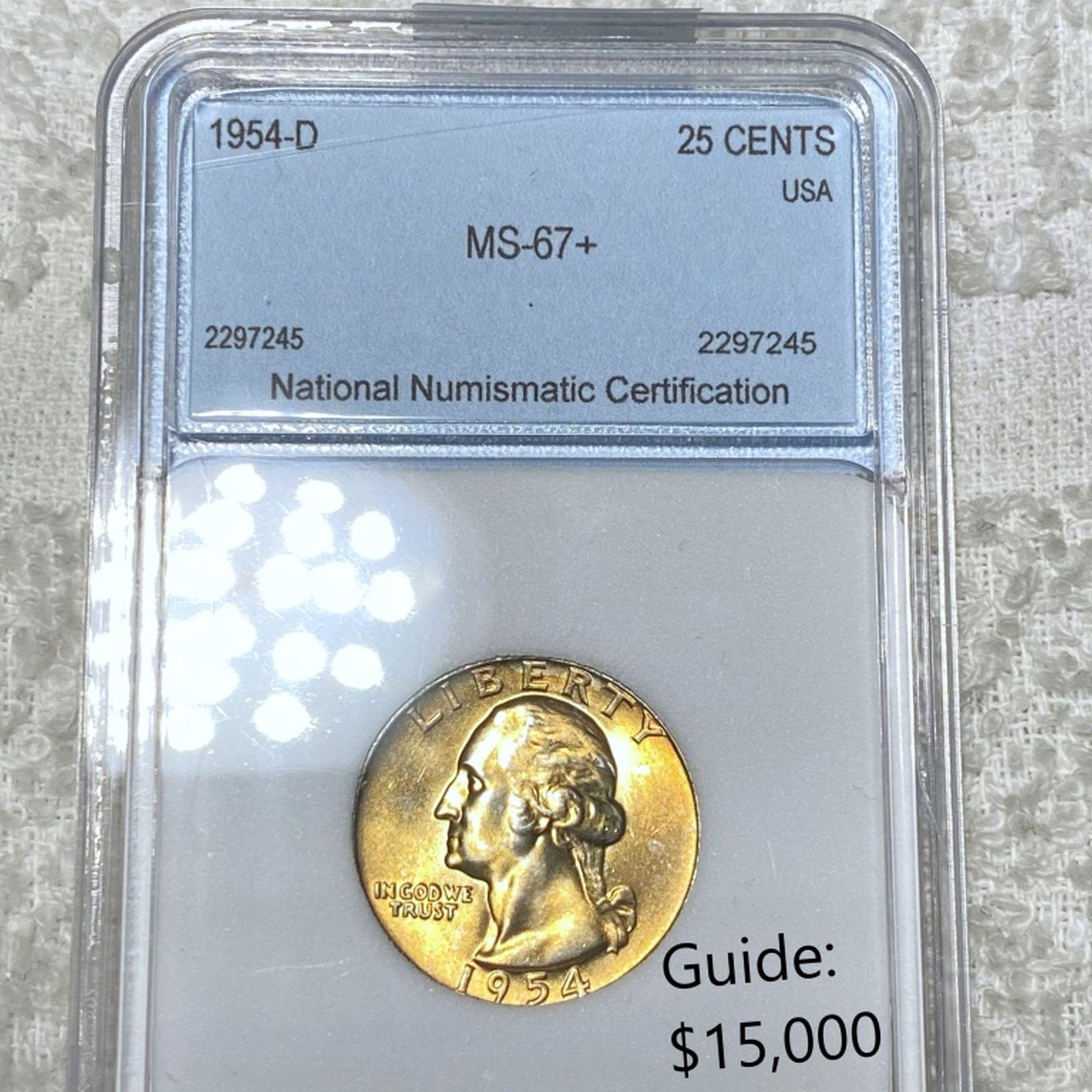 1954-D Washington Silver Quarter NNC - MS67+ (1 of 2)