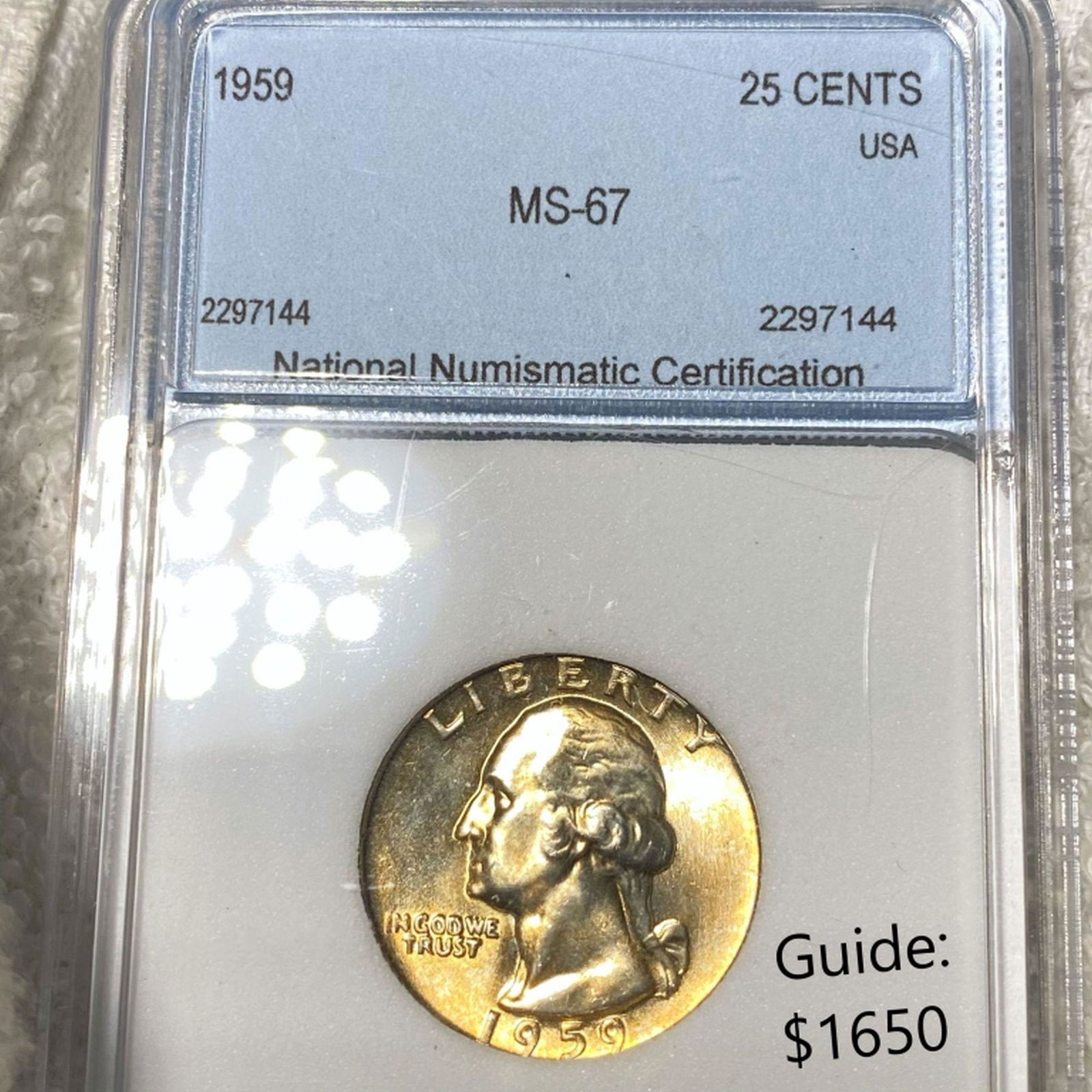 1959 Washington Silver Quarter NNC - MS67 (1 of 2)