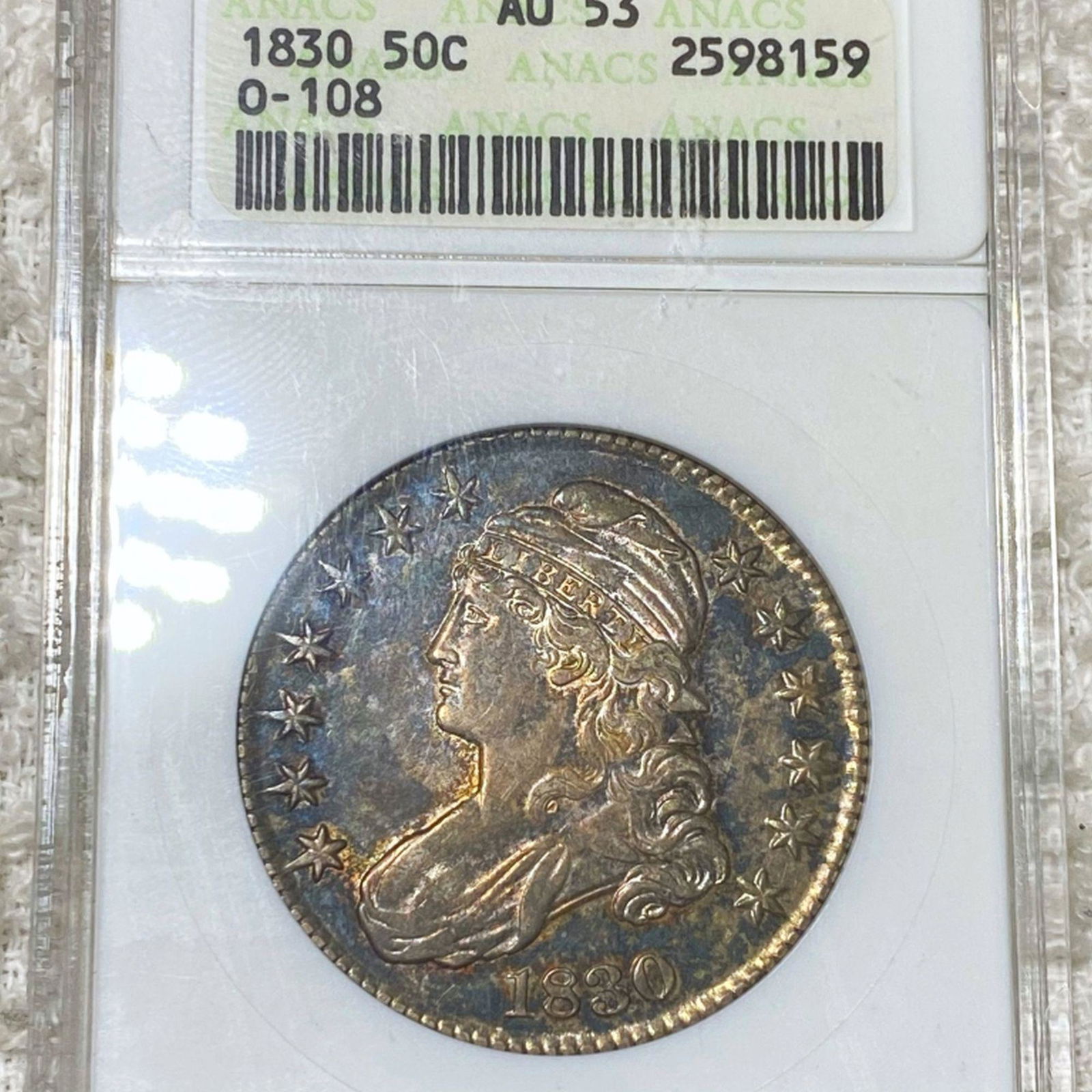 1830 Capped Bust Half Dollar ANACS - AU55 O-108 (1 of 2)