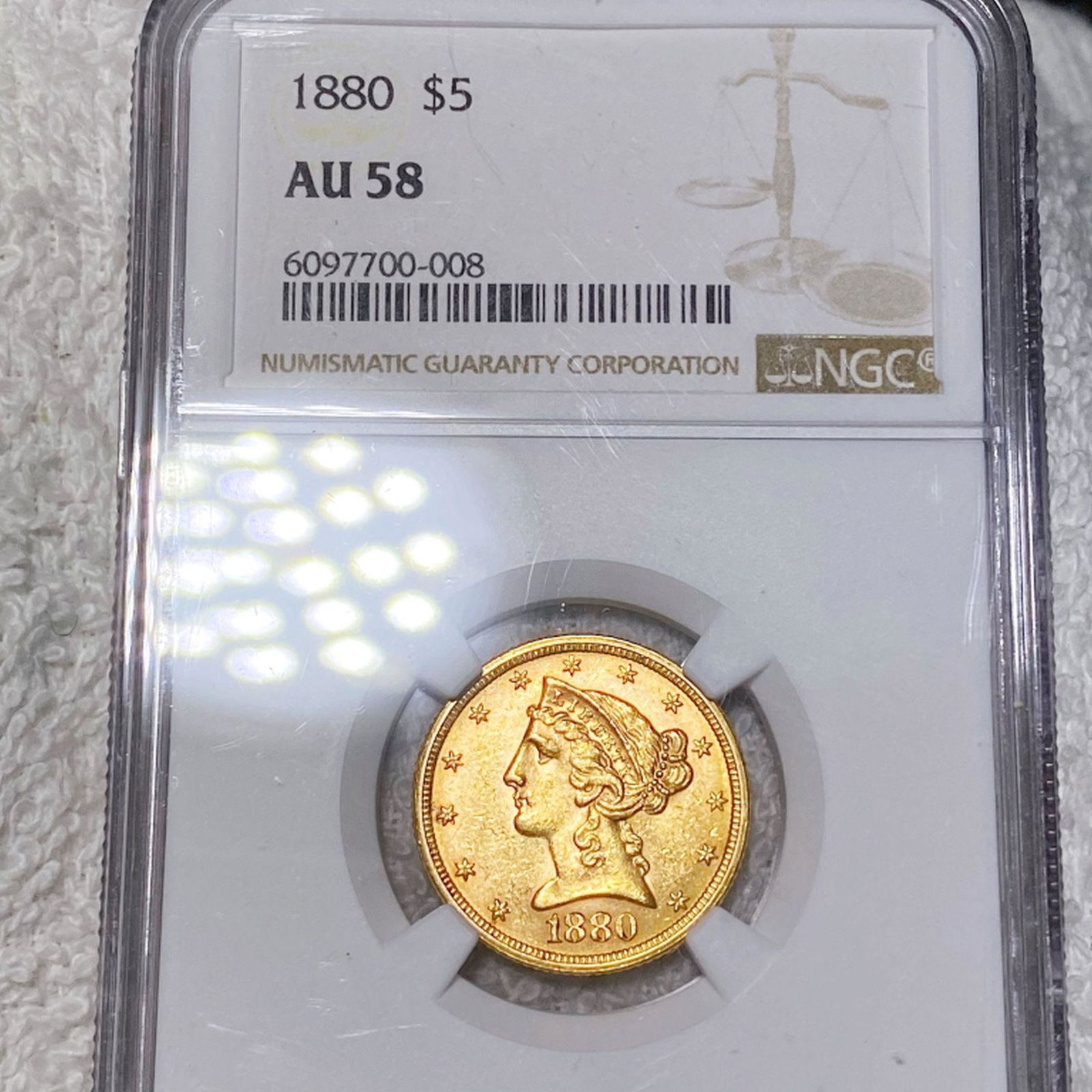 1880 $5 Gold Half Eagle NGC - AU58 (1 of 2)