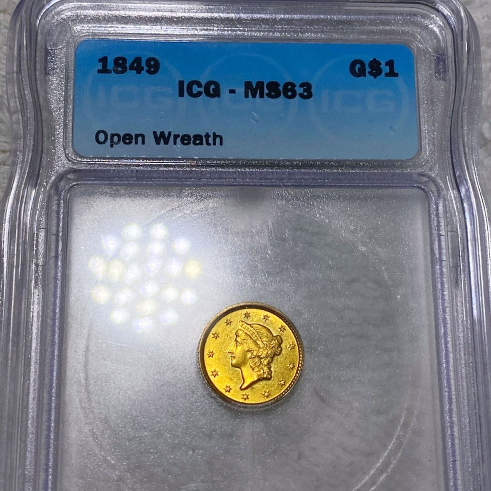 1849 Rare Gold Dollar ICG - MS63 OPEN WREATH (1 of 2)