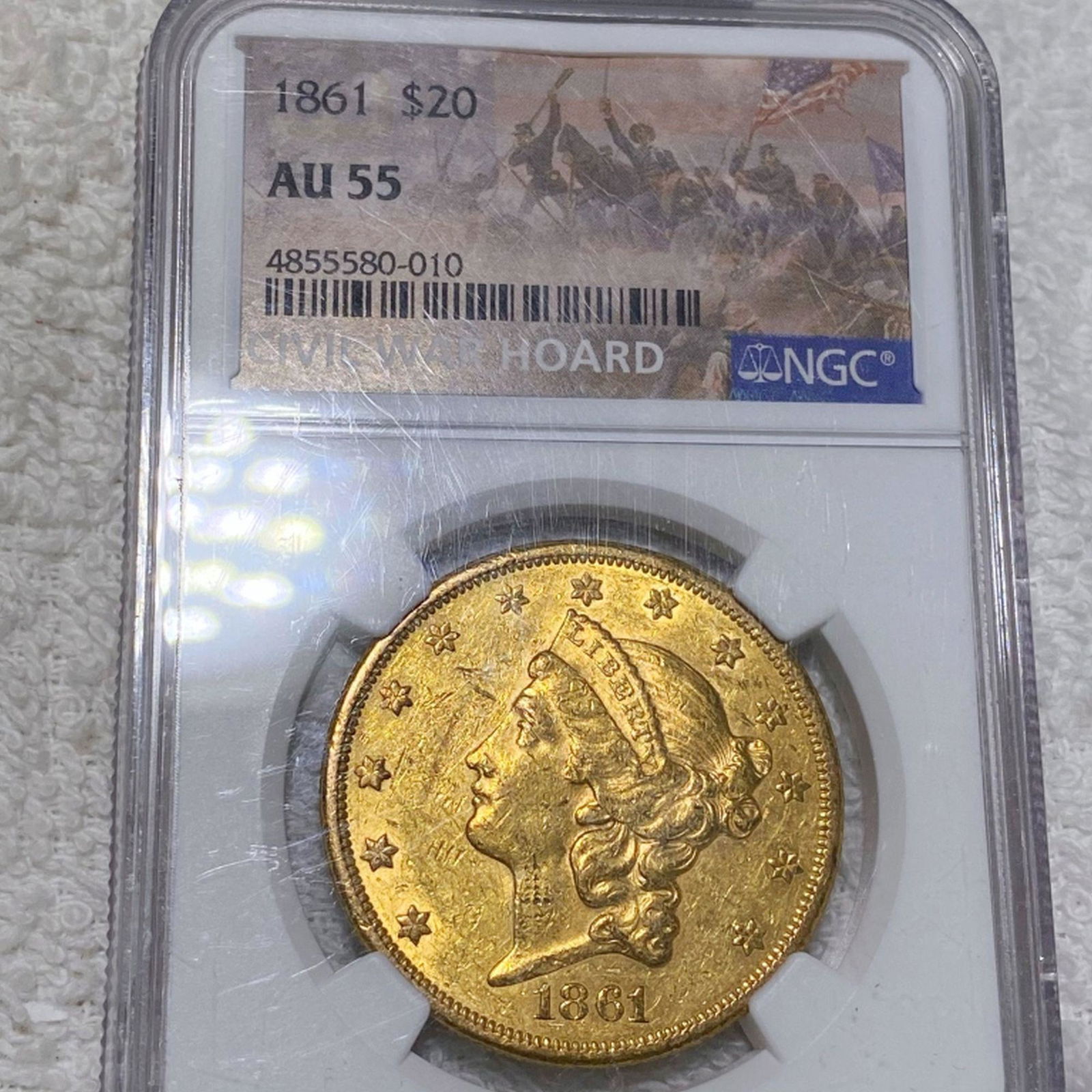 1861 $20 Gold Double Eagle NGC - AU55 (1 of 2)