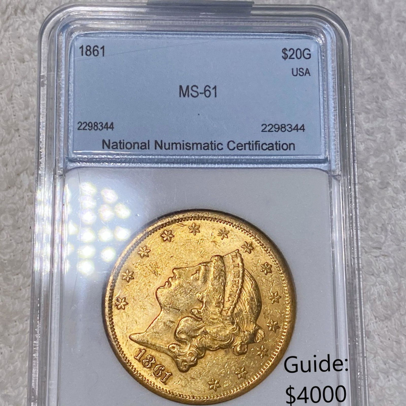 1861 $20 Gold Double Eagle NNC - MS61 (1 of 2)