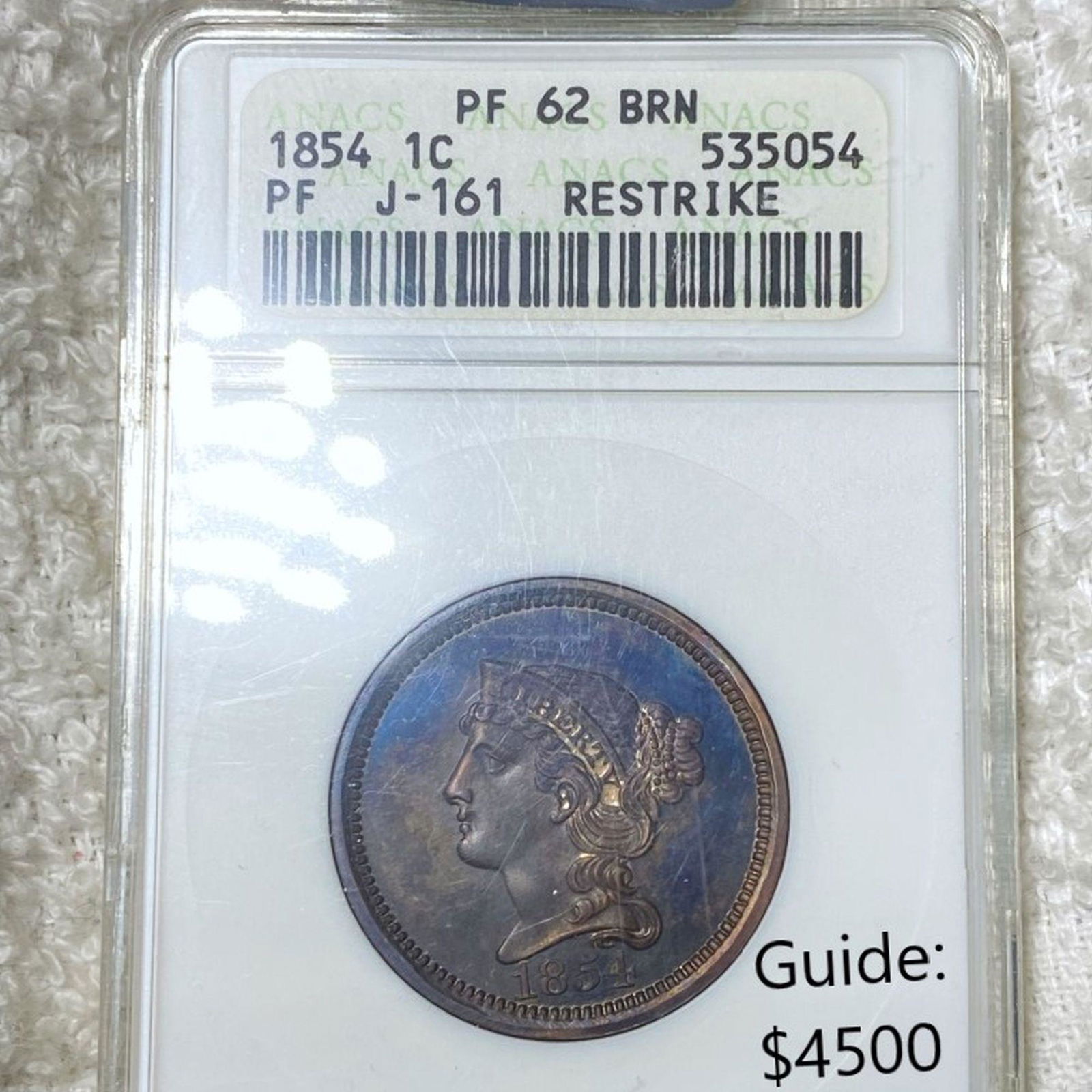 1854 Braided Hair Large Cent ANACS - PF 62 BRN (1 of 2)