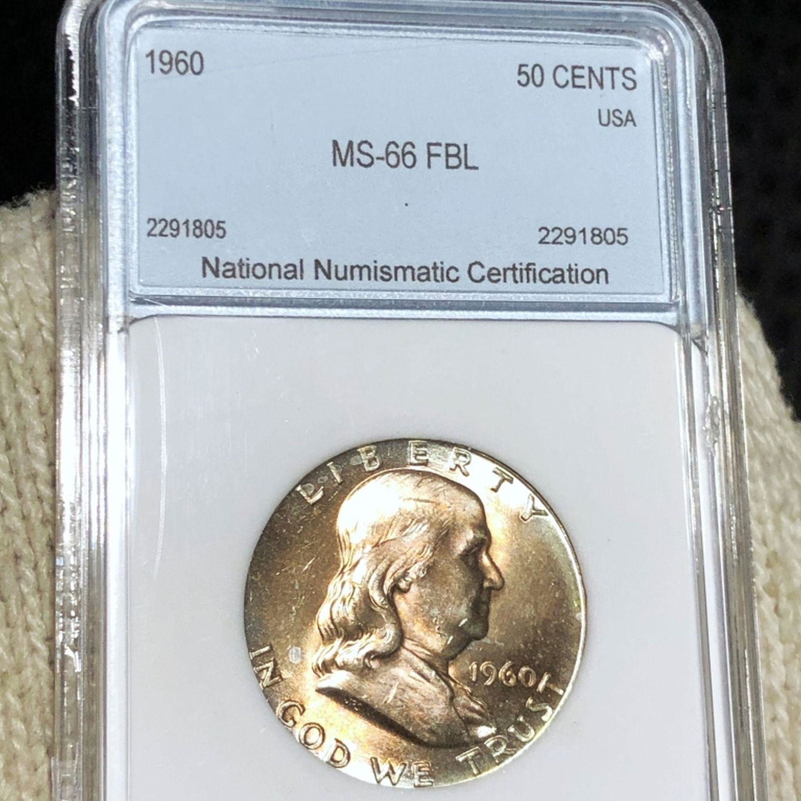 1960 Franklin Half Dollar NNC - MS 66 FBL (1 of 2)