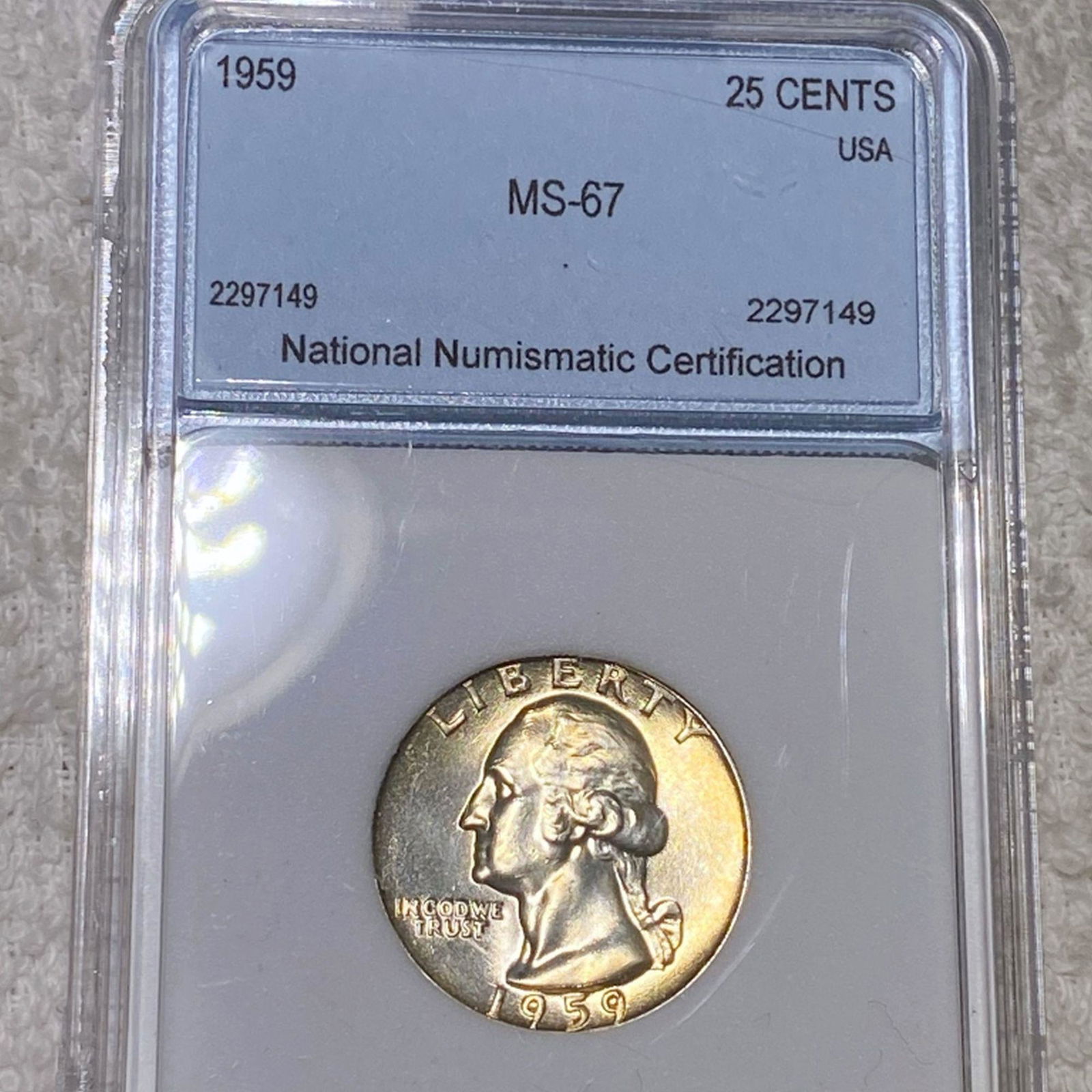 1959 Washington Silver Quarter NNC - MS67 (1 of 2)