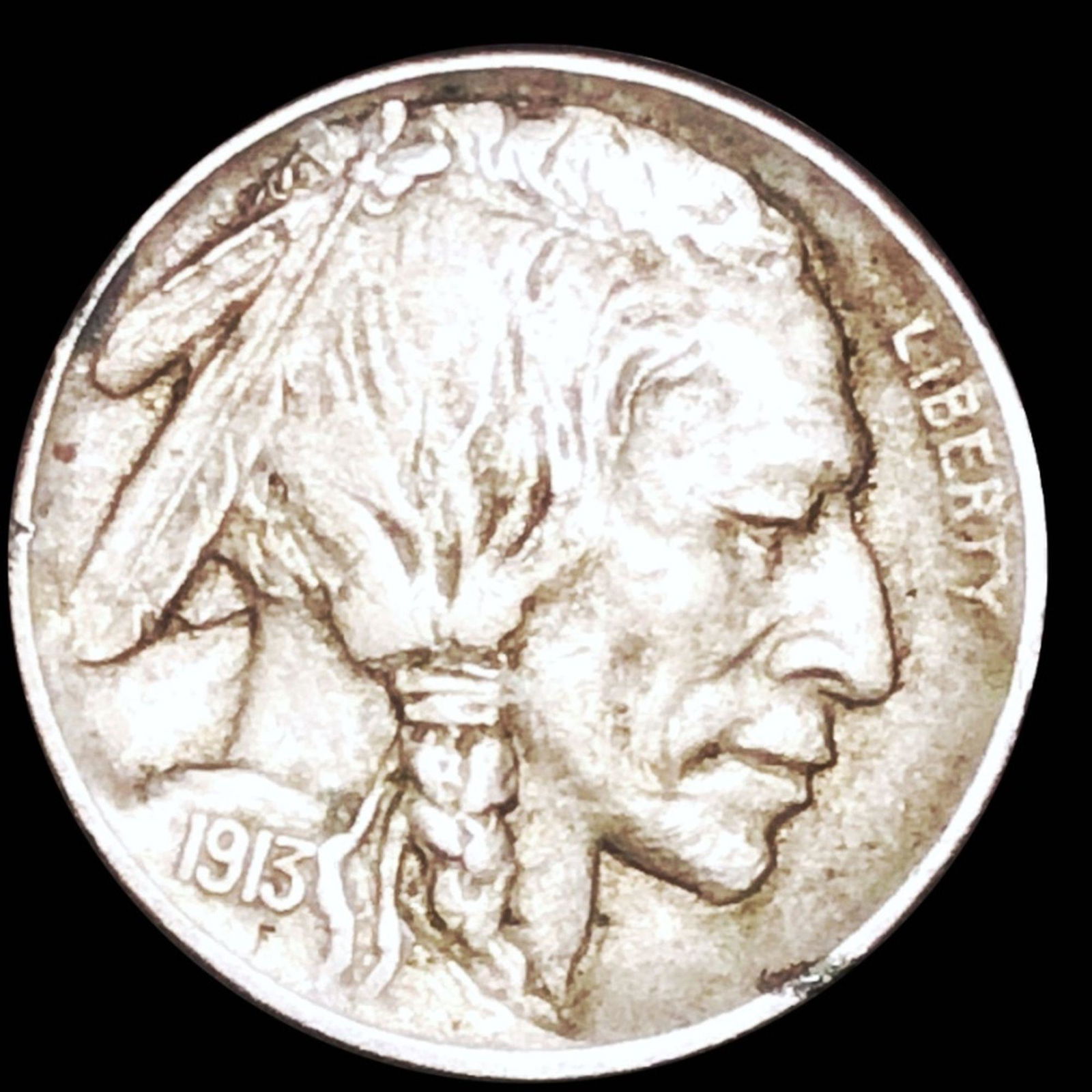 1913-S Type 1 Buffalo Head Nickel ABOUT UNC (1 of 2)