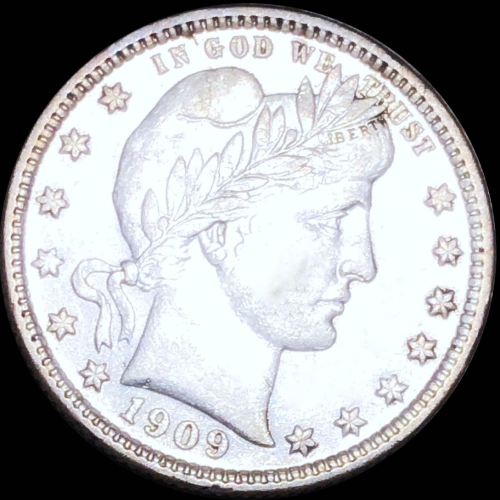 1909-S Barber Silver Quarter NEARLY UNC (1 of 2)