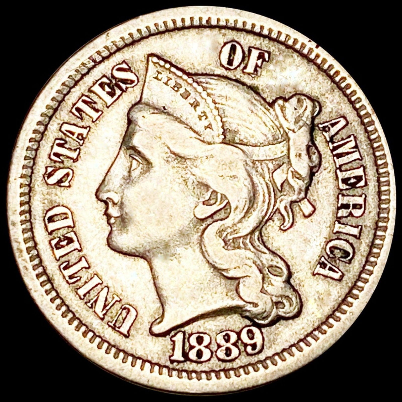 1889 Three Cent Nickel CLOSELY UNCIRCULATED (1 of 2)