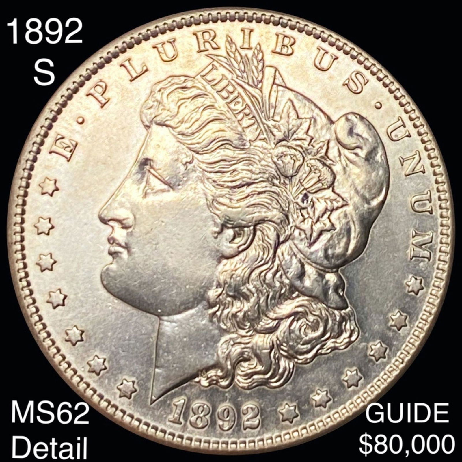 1892-S Morgan Silver Dollar UNCIRCULATED DETAIL (1 of 2)