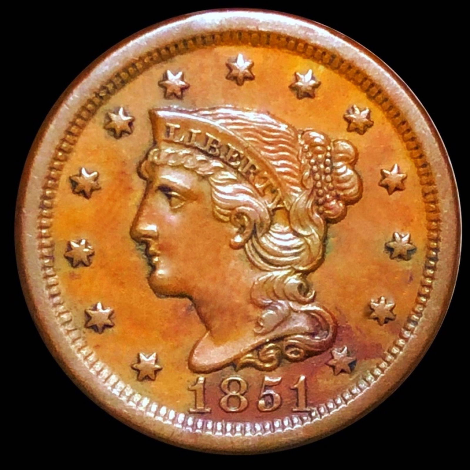 1851 Braided Hair Large Cent UNCIRCULATED (1 of 2)