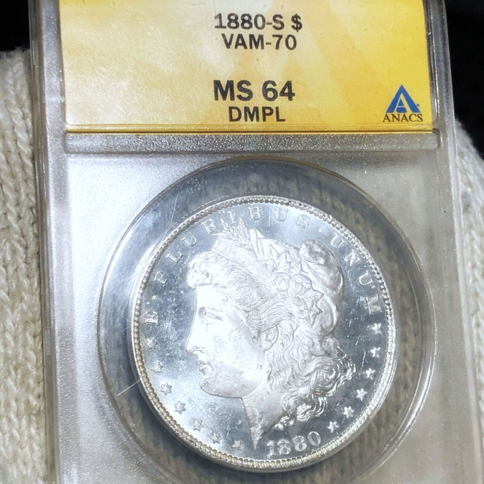1880-S Morgan Silver Dollar ANACS - MS 64 DMPL VAM (1 of 2)