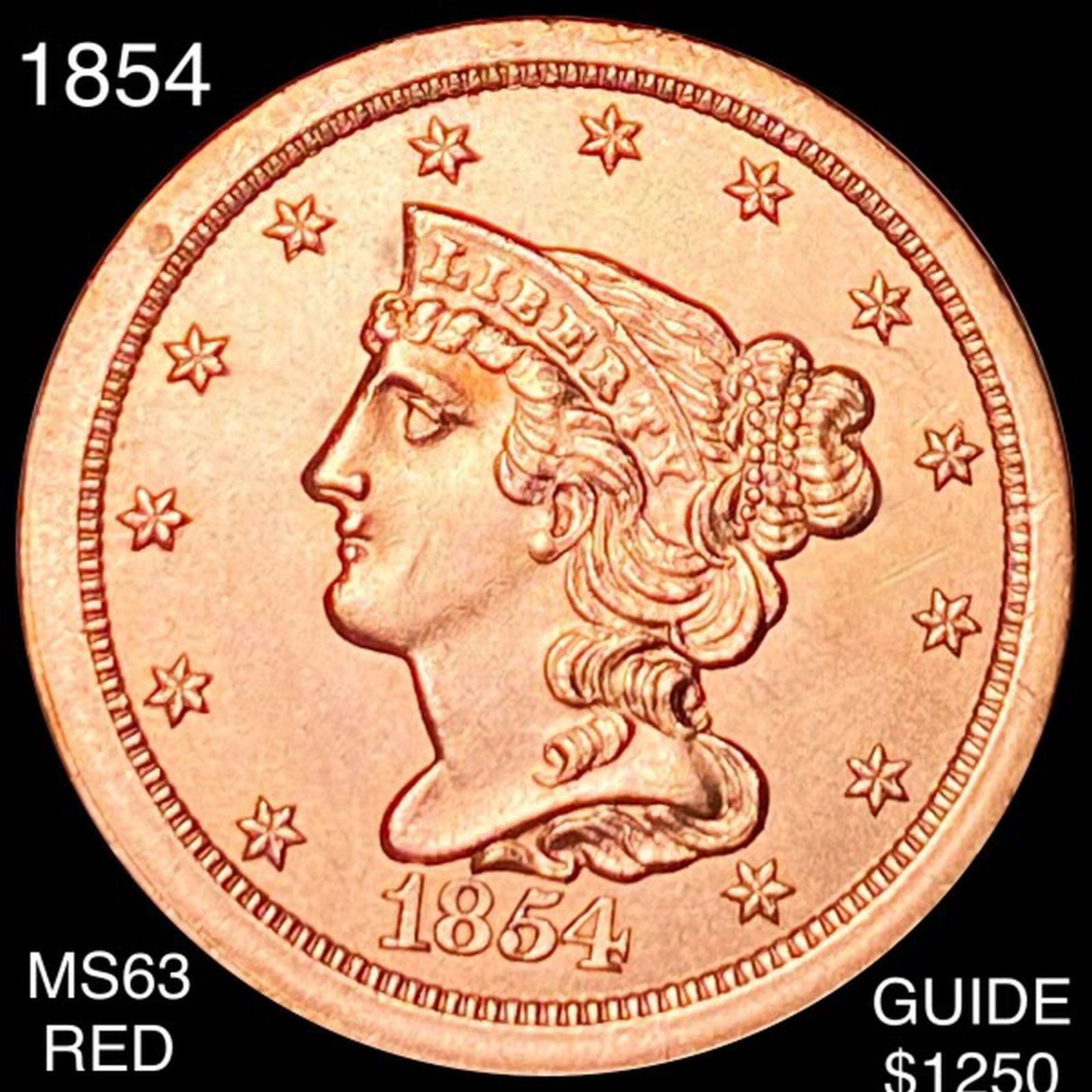 1854 Braided Hair Half Cent CHOICE BU RED (1 of 2)