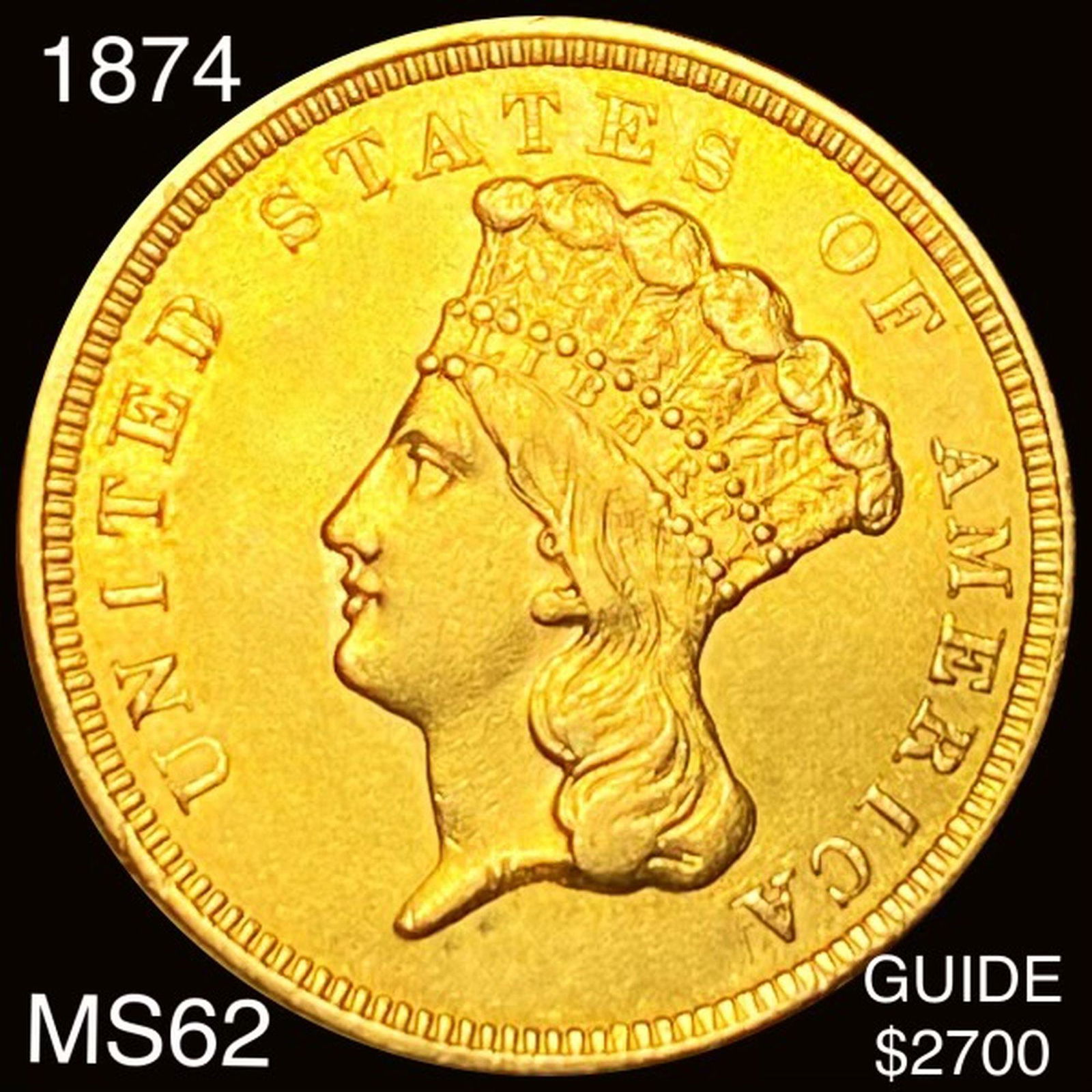 1857 $3 Gold Piece UNCIRCULATED (1 of 2)