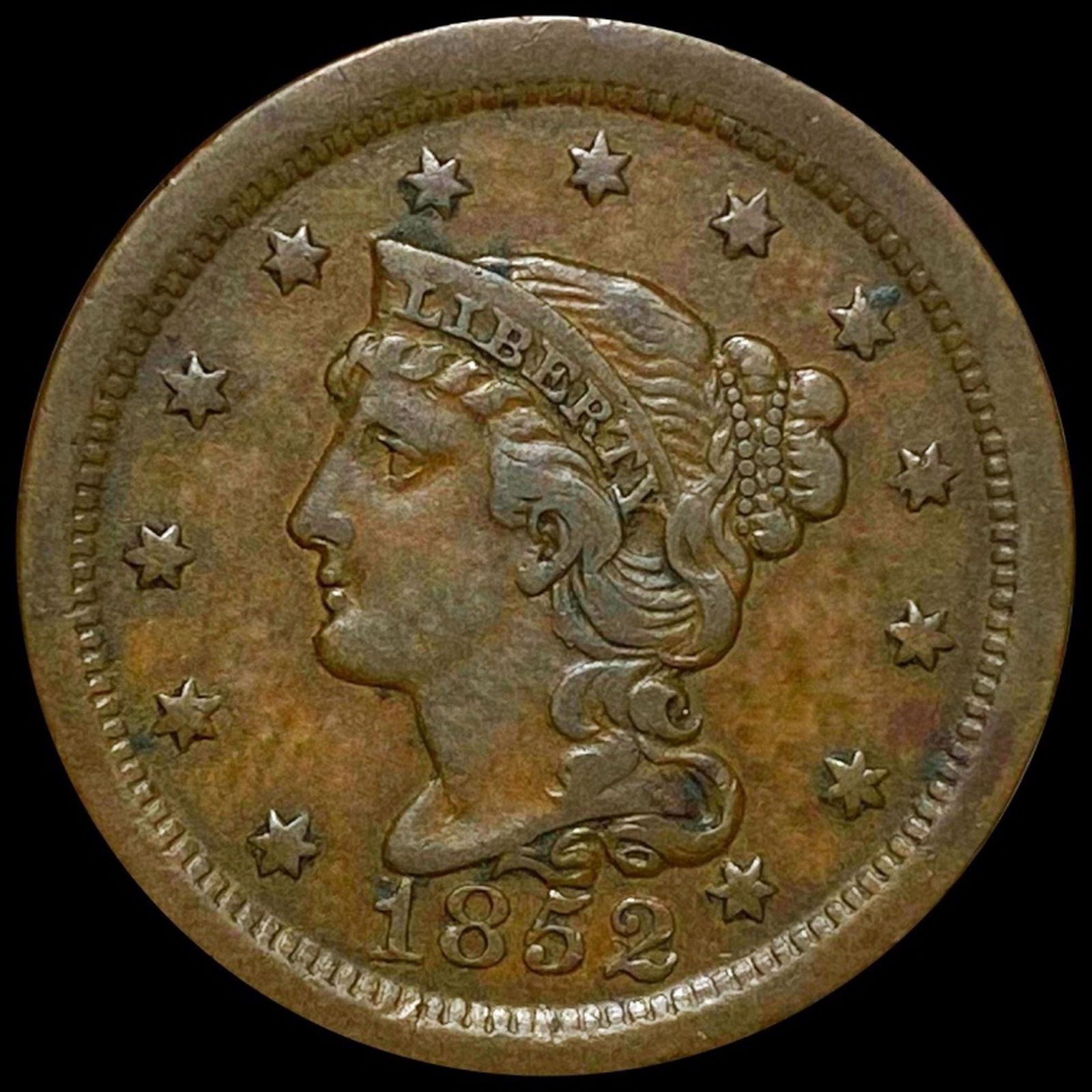 1852 Braided Hair Large Cent LIGHTLY CIRCULATED (1 of 2)