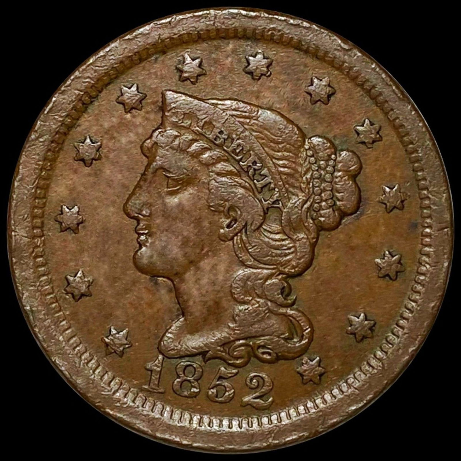1852 Braided Hair Large Cent LIGHTLY CIRCULATED (1 of 2)