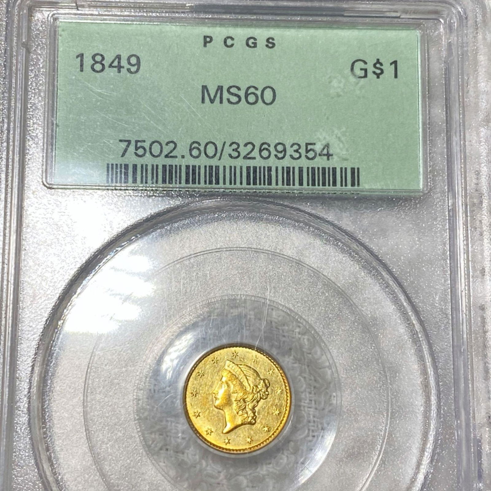 1849 Rare Gold Dollar PCGS - MS60 (1 of 2)