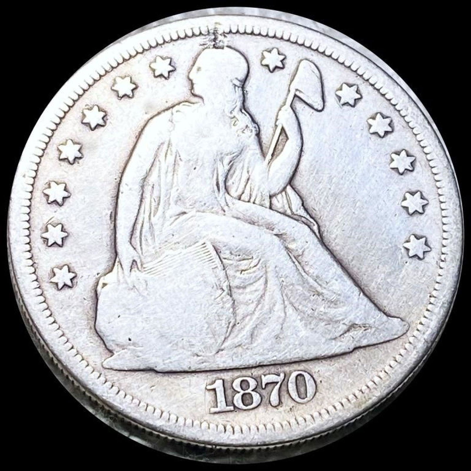 1870-CC Seated Liberty Dollar NICELY CIRCULATED (1 of 2)