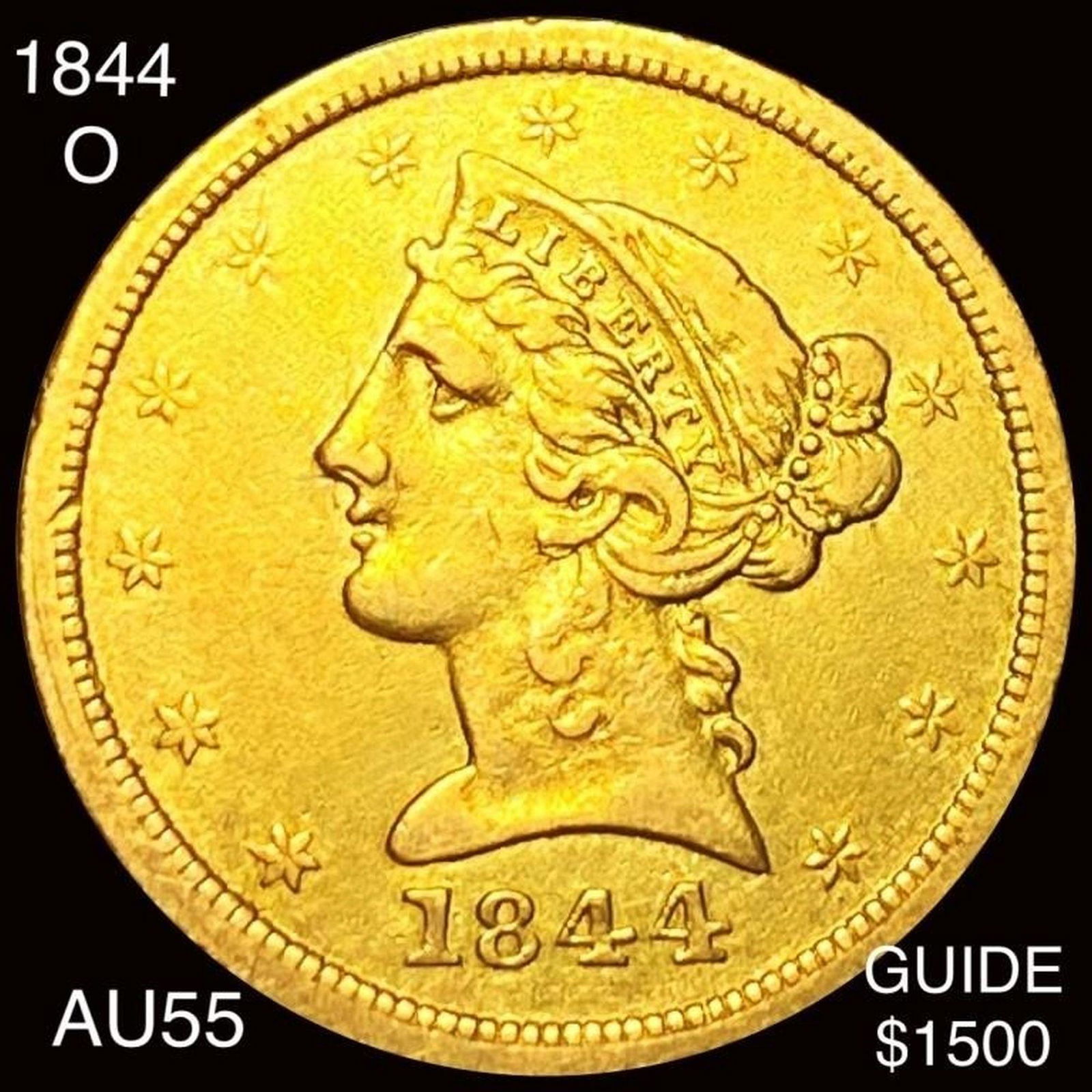 1844-O $5 Gold Half Eagle CHOICE AU (1 of 2)