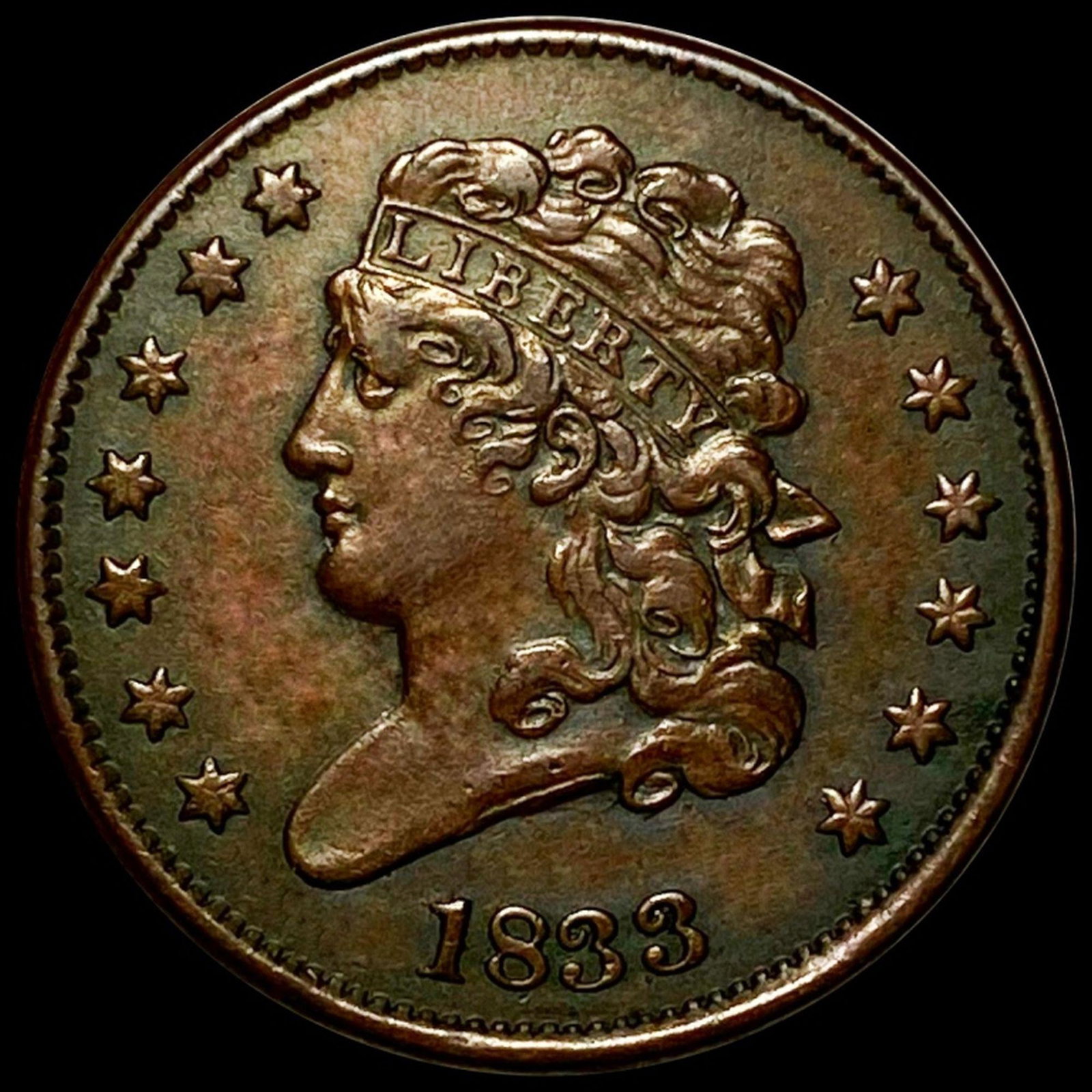 1833 Classic Head Half Cent NEARLY UNC (1 of 2)