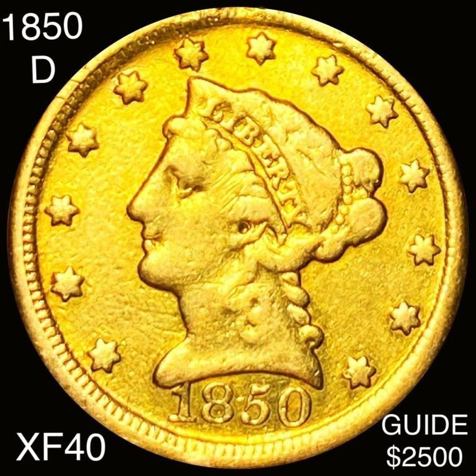 1850-D $2.50 Gold Quarter Eagle LIGHTLY CIRCULATED (1 of 2)