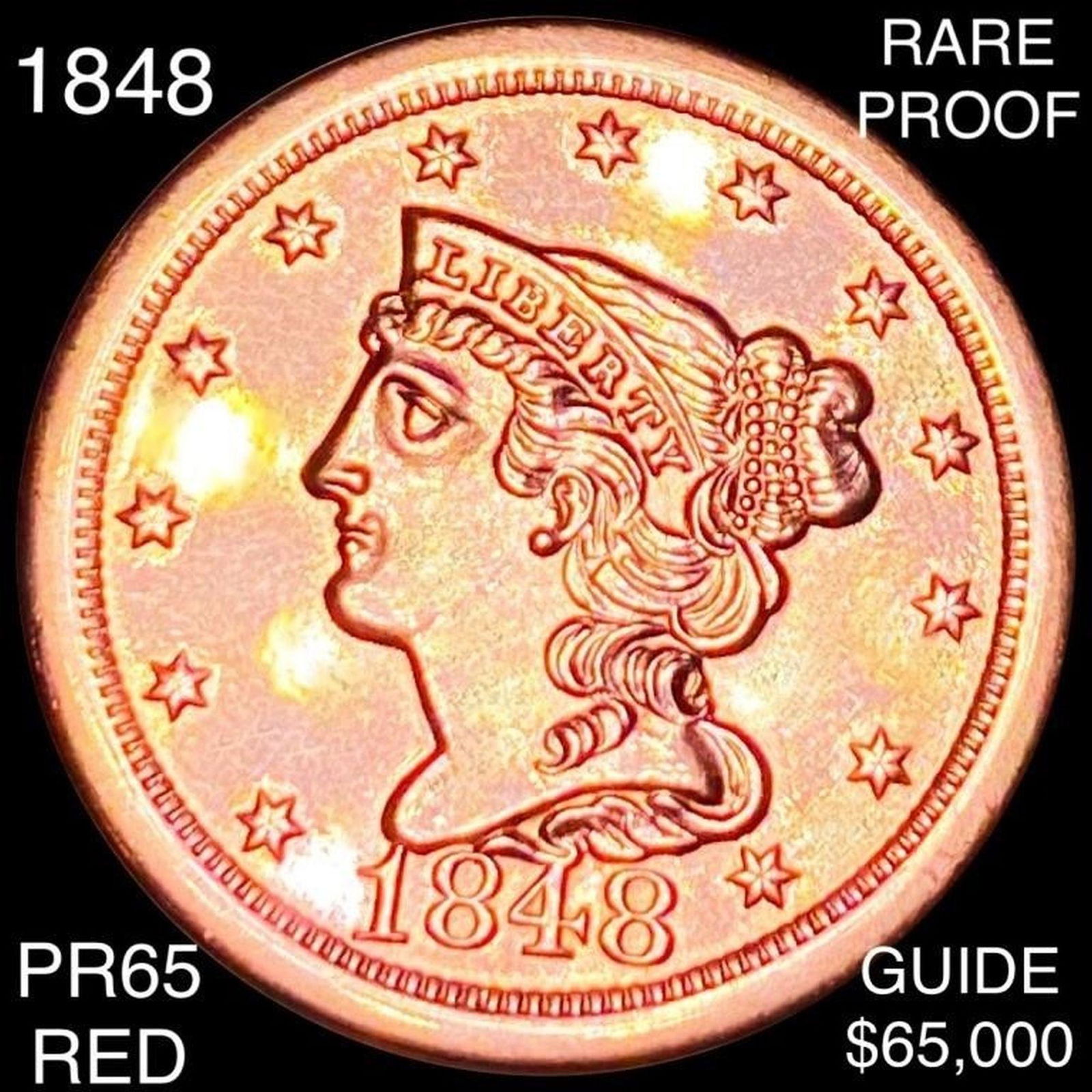 1848 Braided Hair Half Cent GEM PROOF RED (1 of 2)