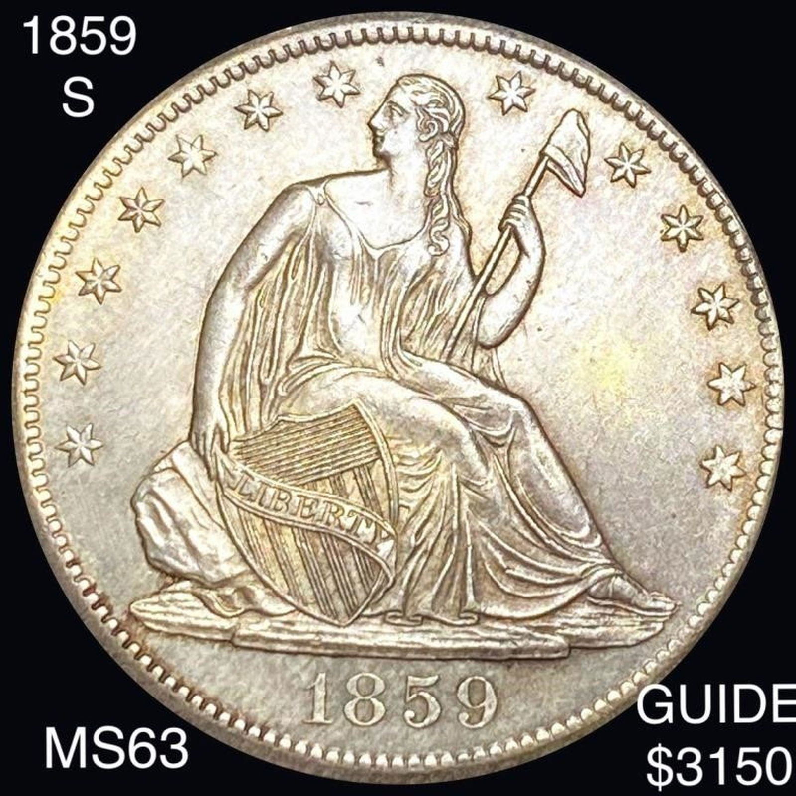 1859-S Seated Half Dollar CHOICE BU (1 of 2)