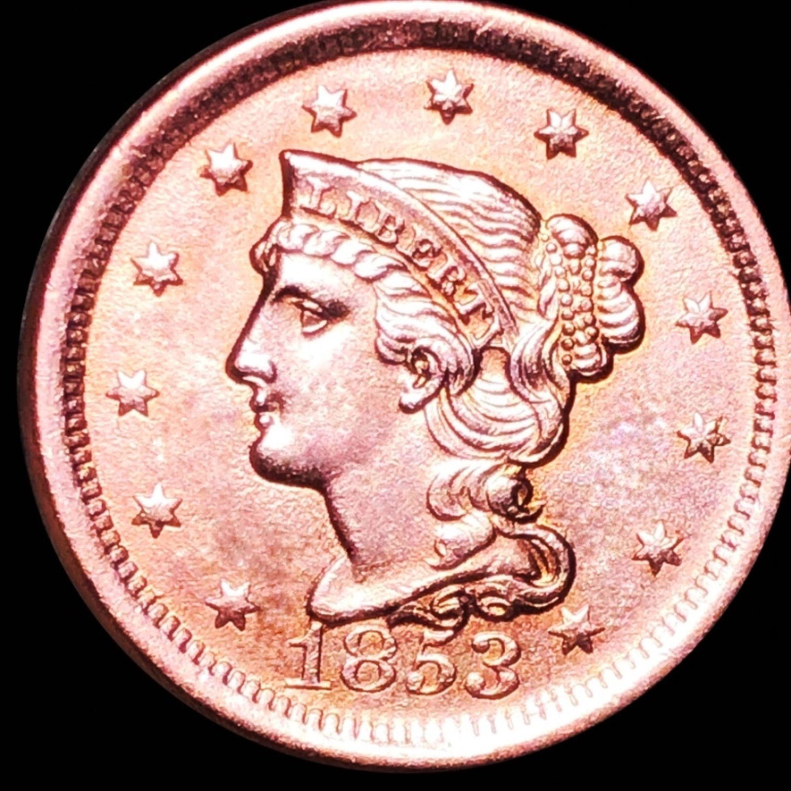 1853 Braided Hair Large Cent UNCIRCULATED (1 of 2)