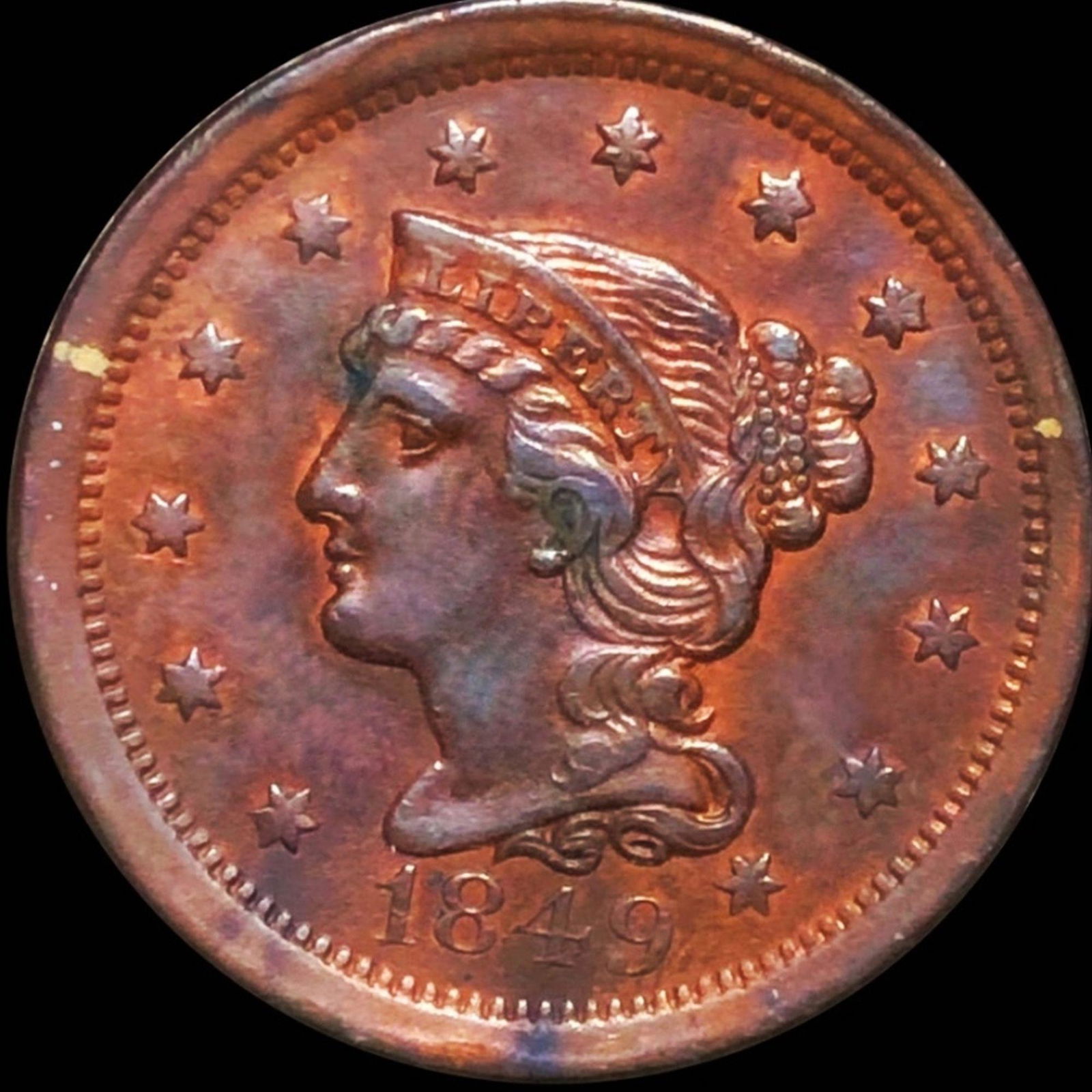 1849 Braided Hair Large Cent CLOSELY UNC (1 of 2)