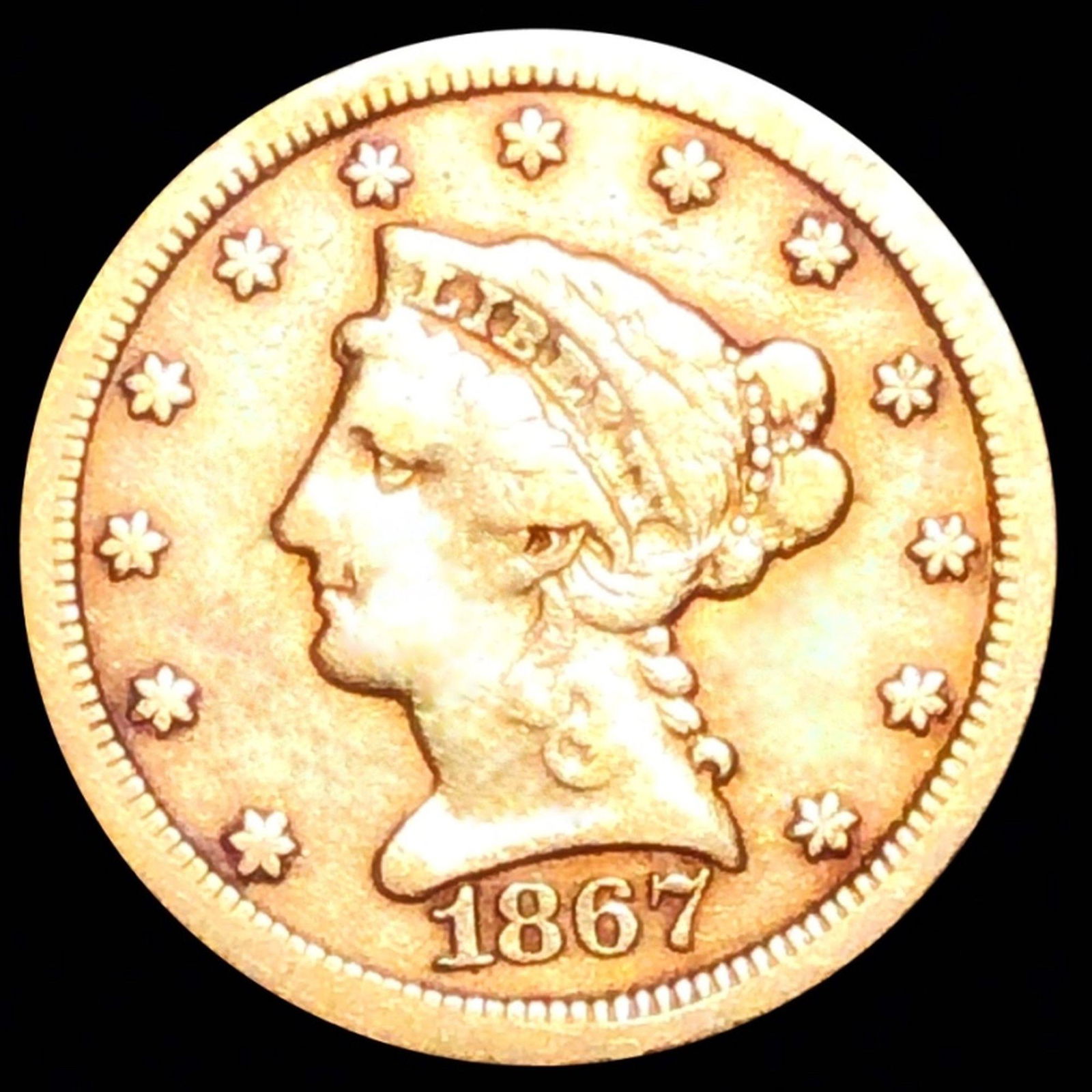 1867-S $2.50 Gold Quarter Eagle NICELY CIRCULATED (1 of 2)