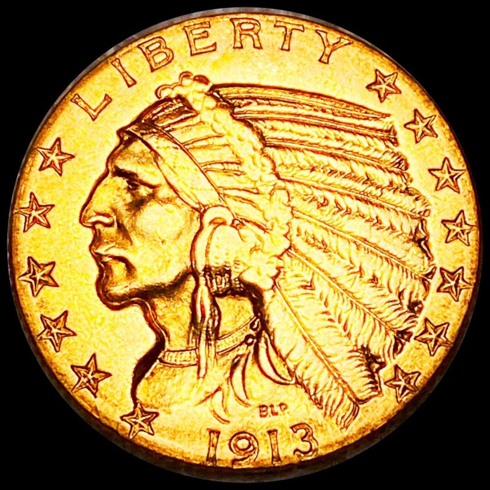 1913 $5 Gold Half Eagle ABOUT UNCIRCULATED (1 of 2)