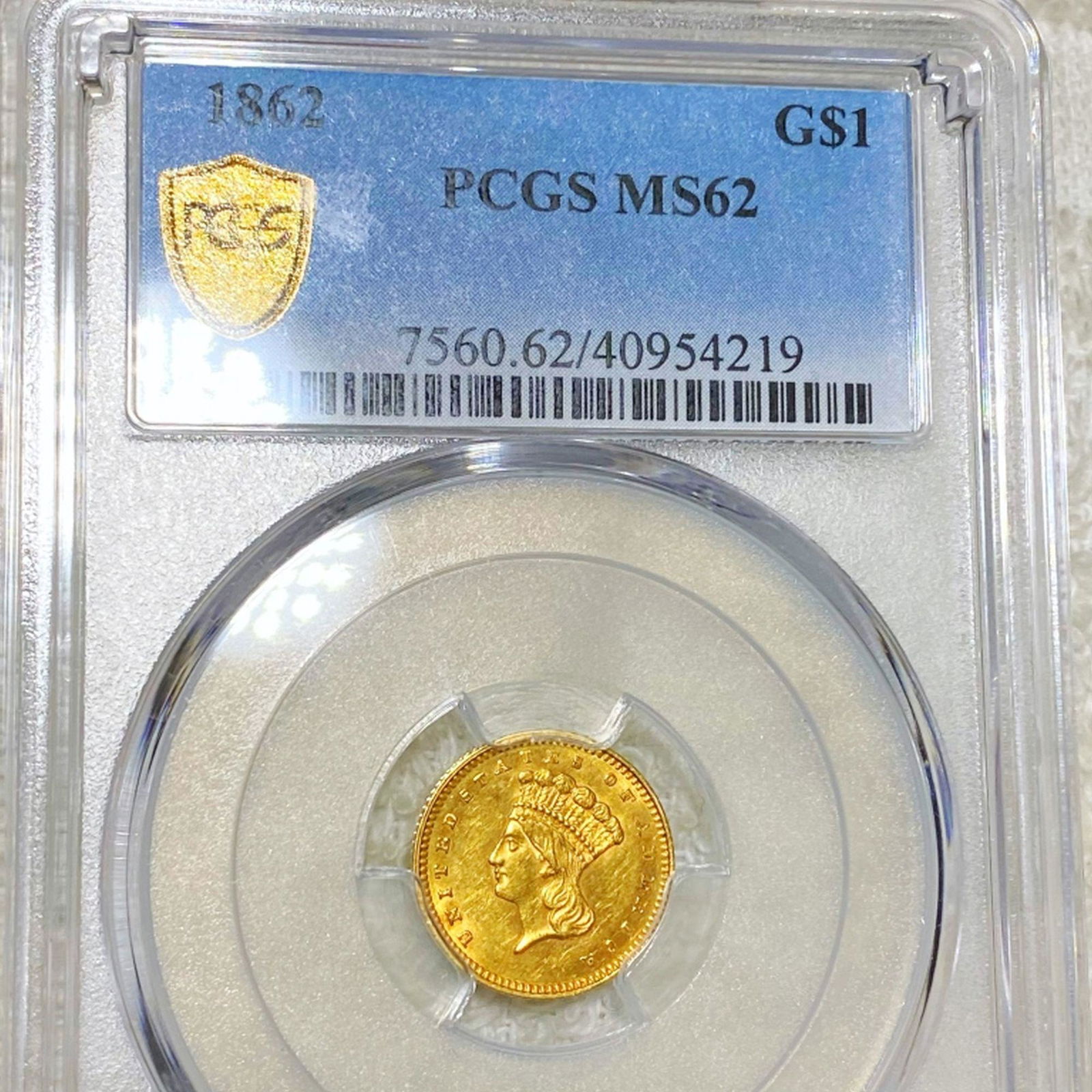 1862 Rare Gold Dollar PCGS - MS62 (1 of 2)