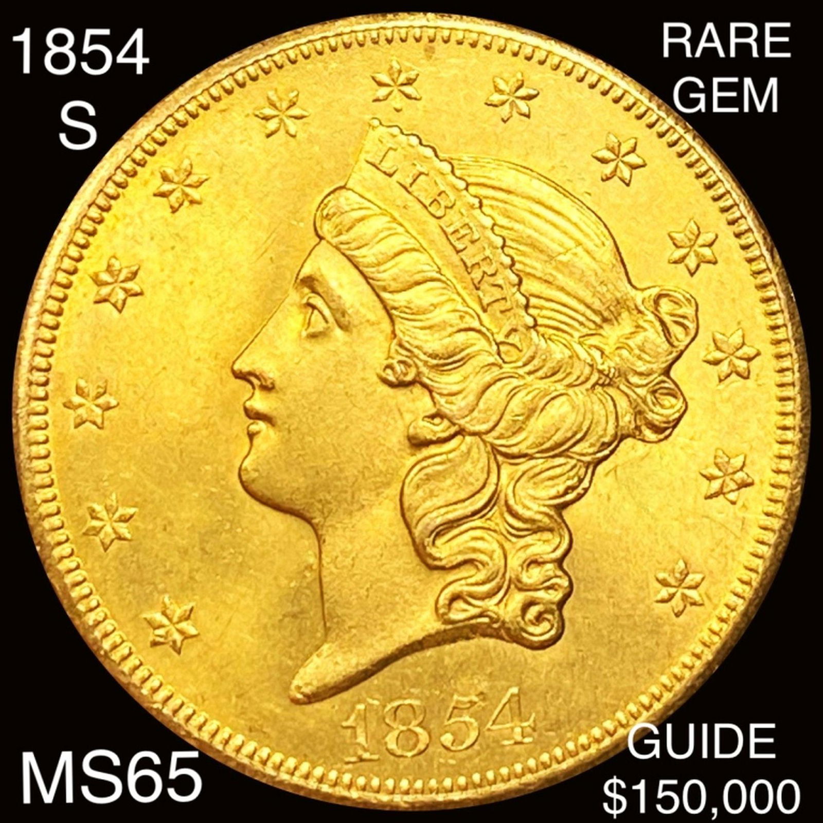 1854-S $20 Gold Double Eagle GEM BU (1 of 2)