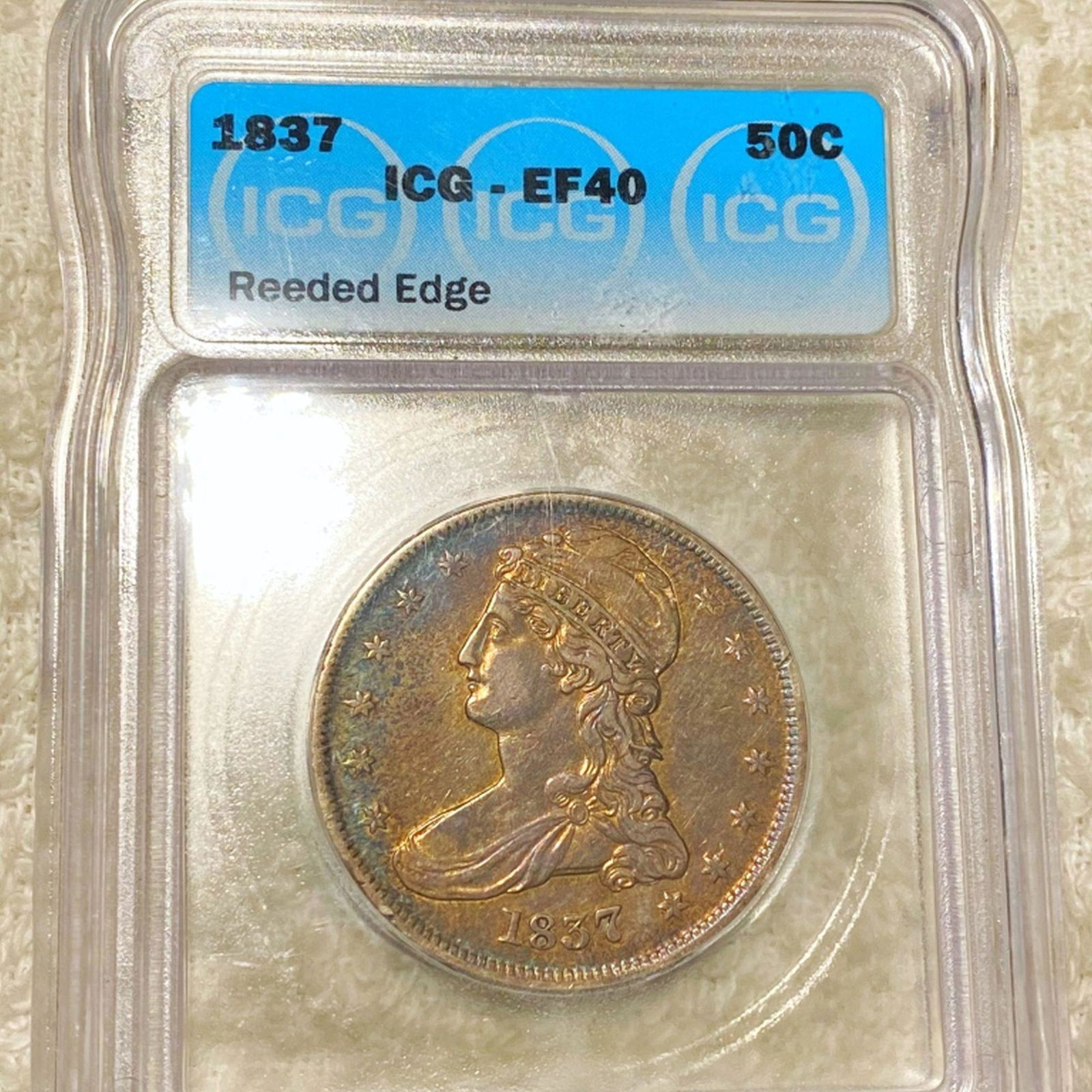 1837 Capped Bust Half Dollar ICG-EF40 REEDED EDGE (1 of 2)