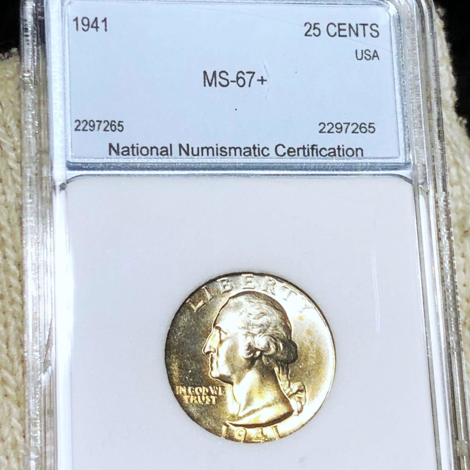 1941 Washington Silver Quarter NNC - MS67+ (1 of 2)