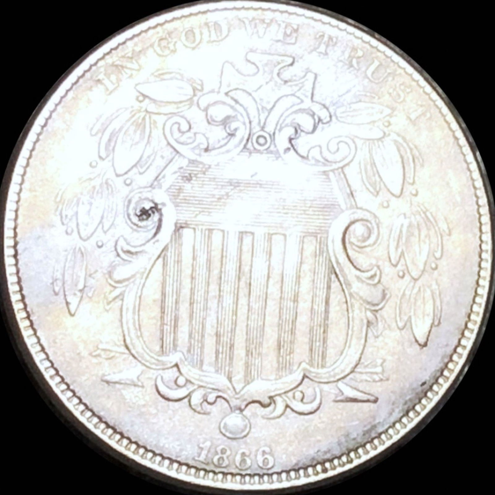 1866 Shield Nickel NEARLY UNCIRCULATED (1 of 2)
