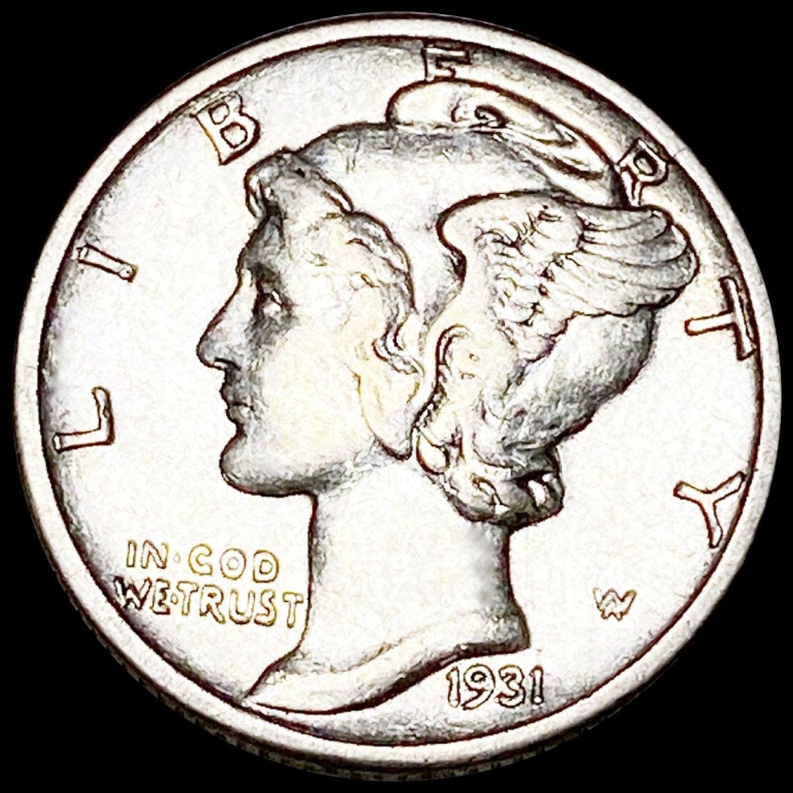1931-S Mercury Silver Dime NEARLY UNC (1 of 2)