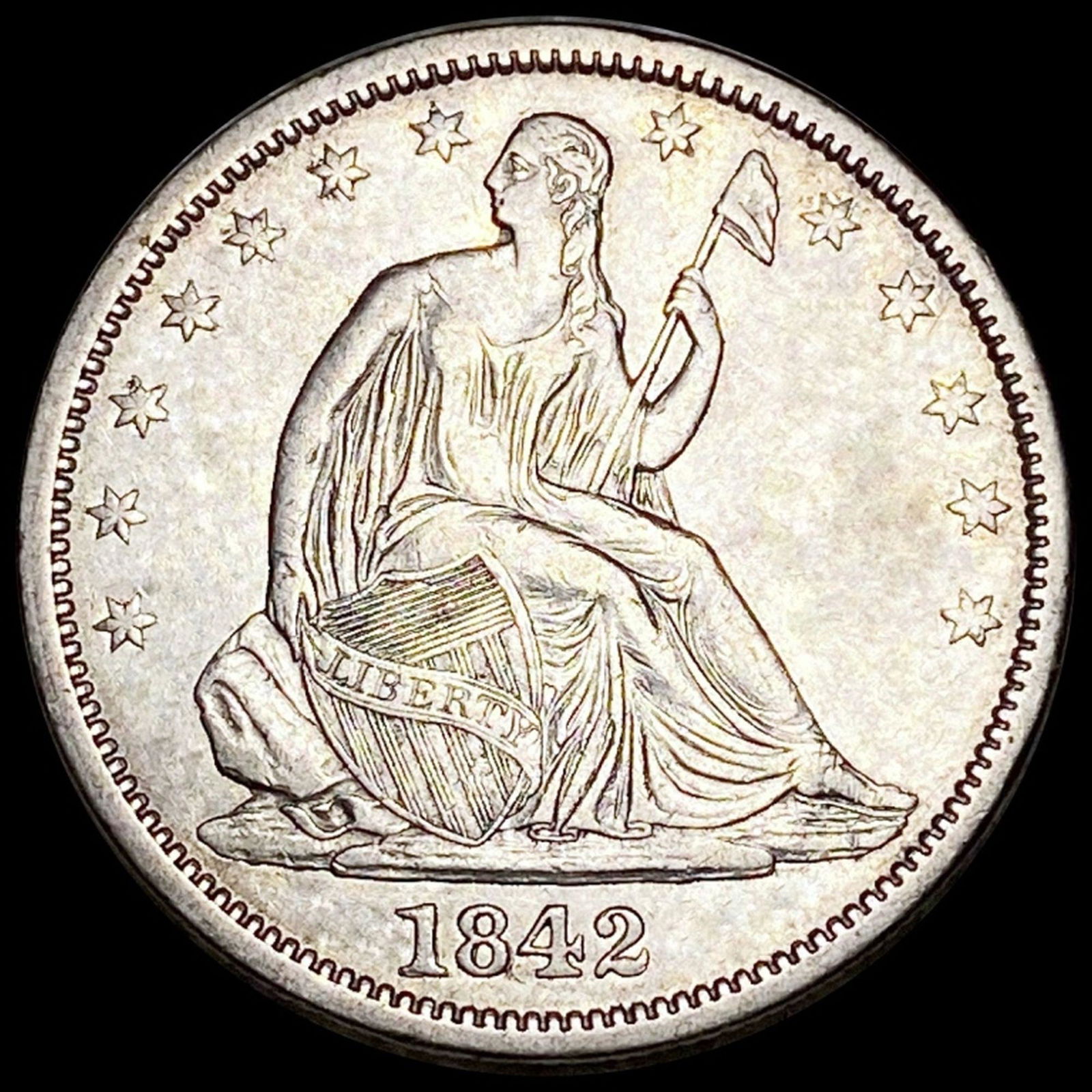 1842 Seated Half Dollar CLOSELY UNCIRCULATED (1 of 2)