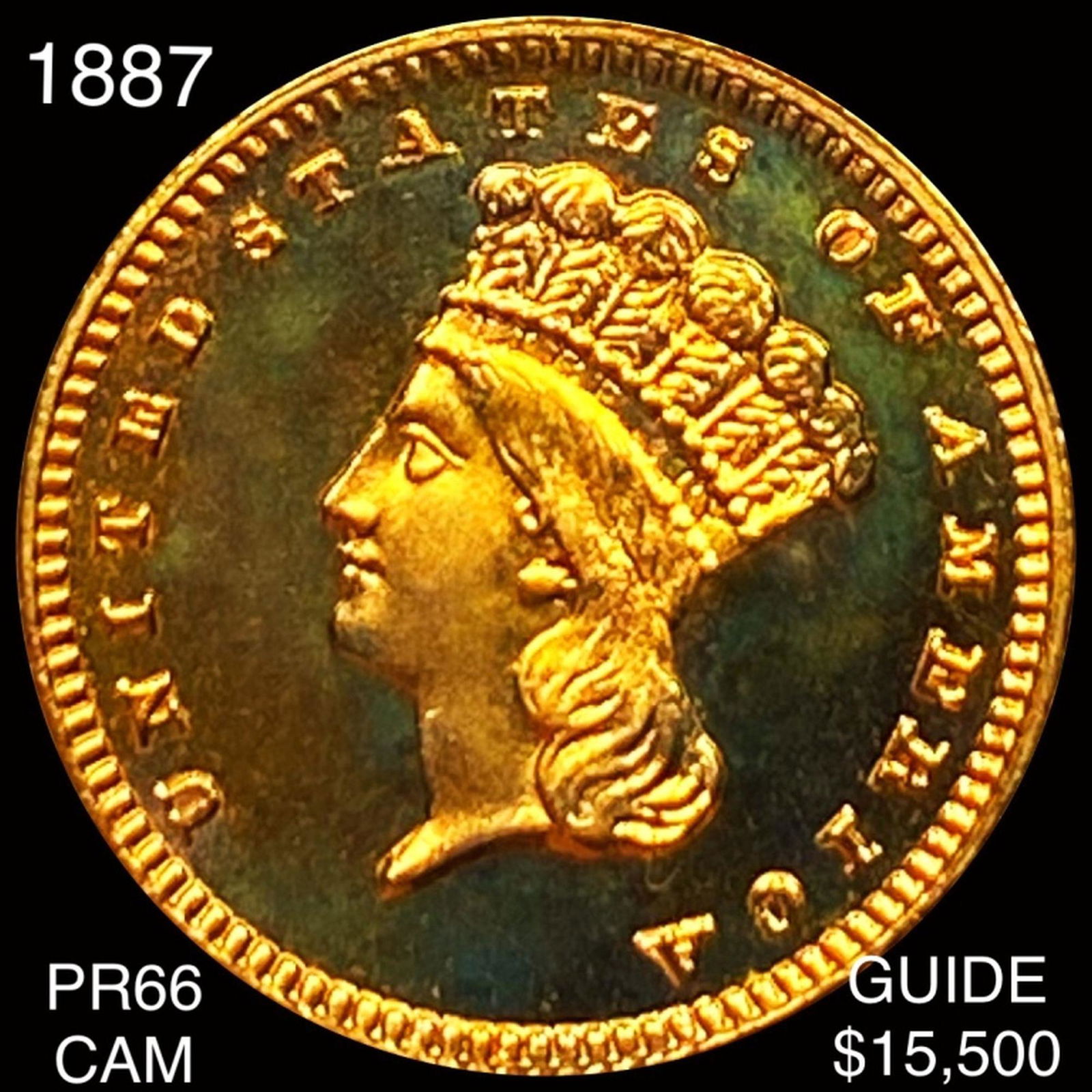 1887 Rare Gold Dollar SUPERB GEM PROOF CAM (1 of 2)