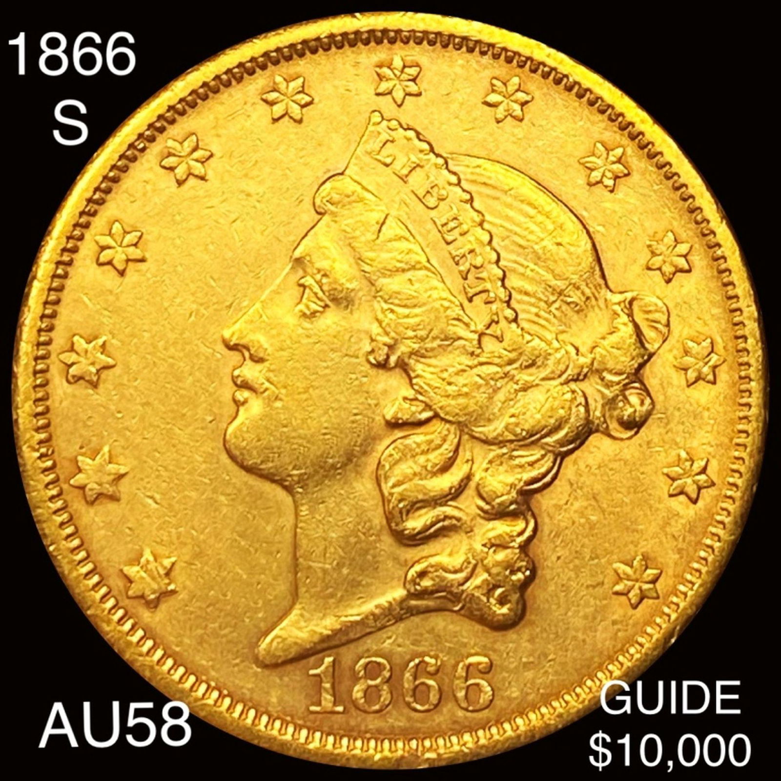 1866-S $20 Gold Double Eagle CHOICE AU (1 of 2)