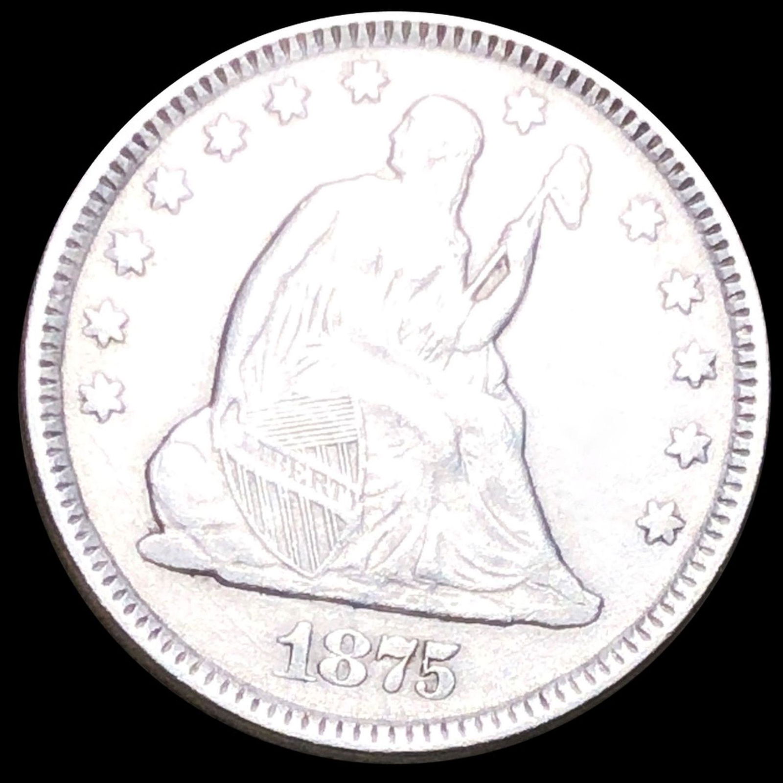 1875 Seated Liberty Quarter AU+ (1 of 2)