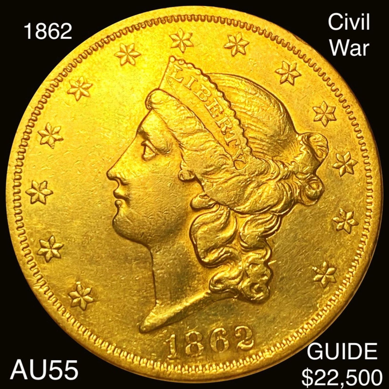 1862 $20 Gold Double Eagle CHOICE AU (1 of 2)