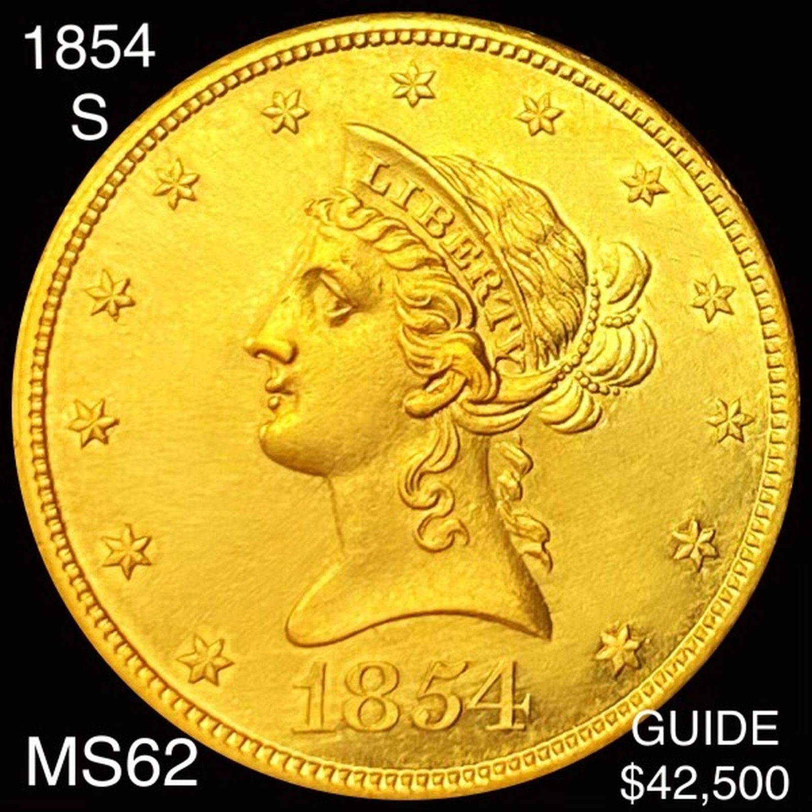 1854-S $5 Gold Half Eagle UNCIRCULATED (1 of 2)