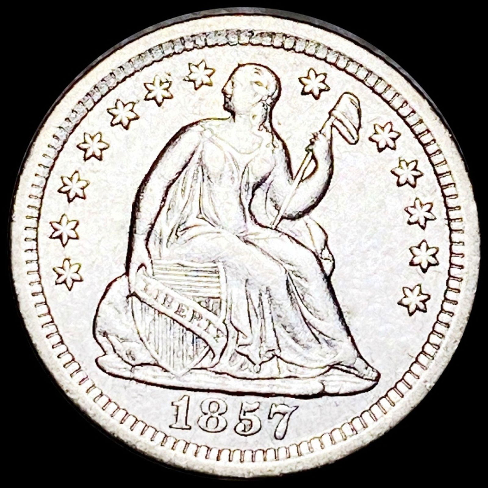 1857-O Seated Half Dime CLOSELY UNCIRCULATED (1 of 2)