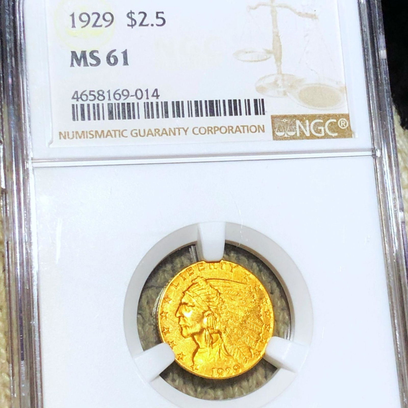 1929 $2.50 Gold Quarter Eagle NGC - MS61 (1 of 2)