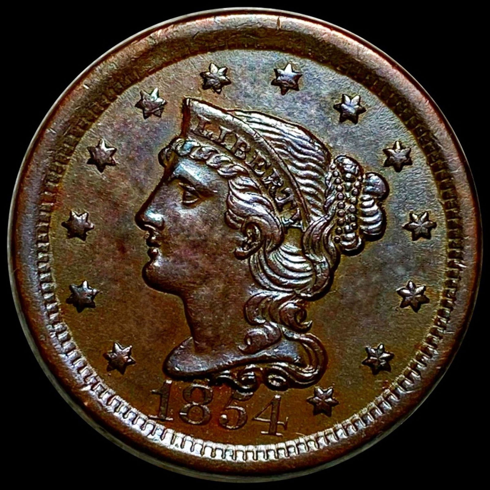 1854 Braided Hair Large Cent UNCIRCULATED (1 of 2)